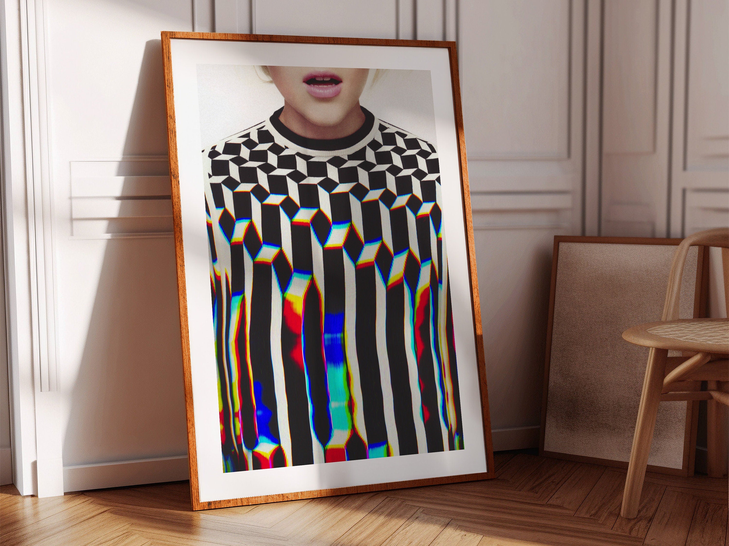 Abstract Eccentric Glitch Art Print - Colorful Digital Wall Art for Home Decor, Postmodern Artwork | Untitled (3) Giclée Print