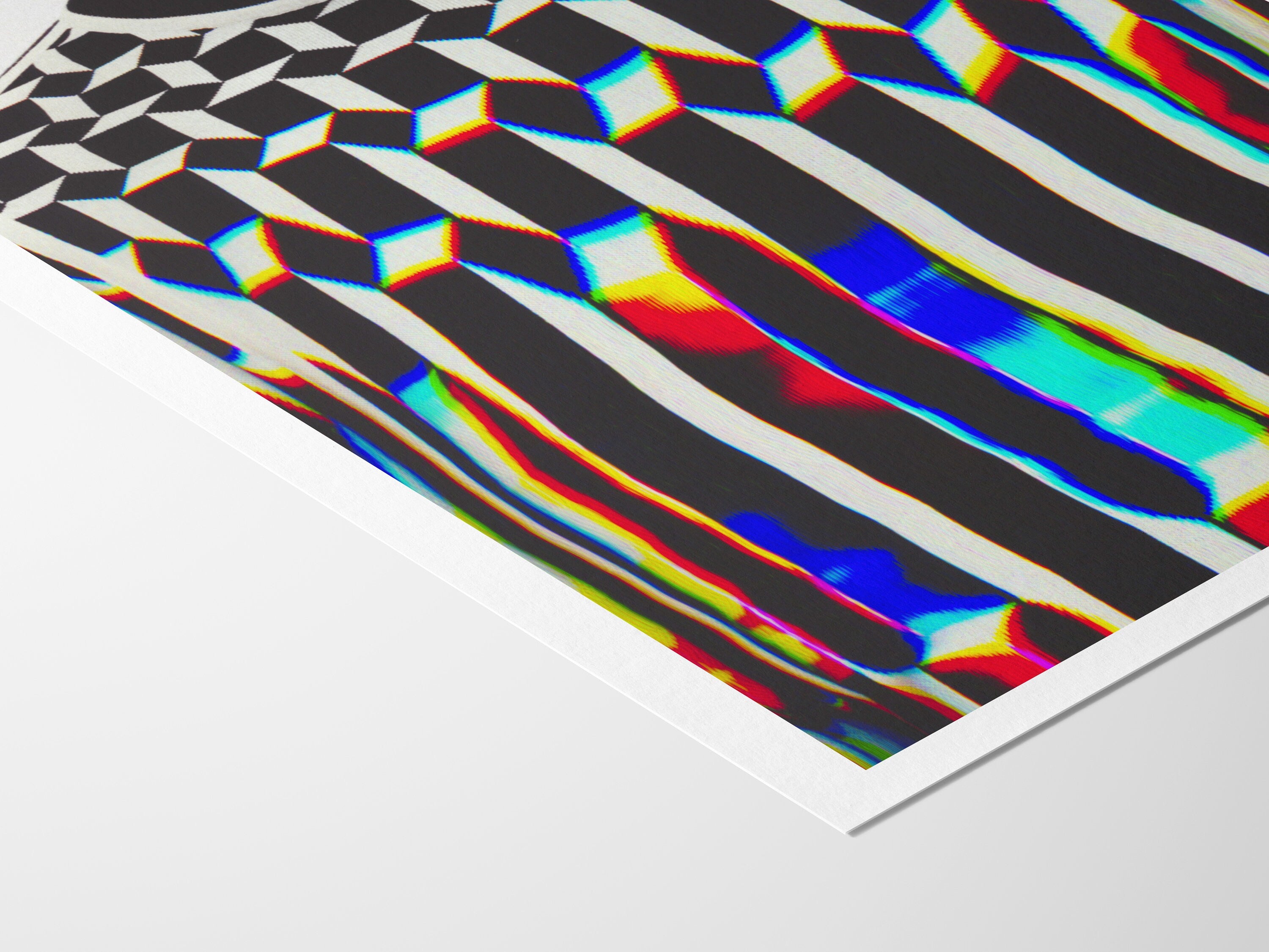 Abstract Eccentric Glitch Art Print - Colorful Digital Wall Art for Home Decor, Postmodern Artwork | Untitled (3) Giclée Print