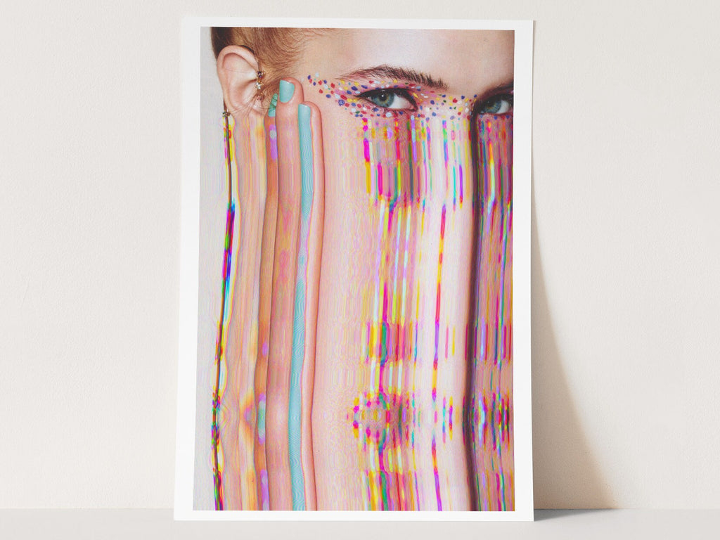 Vibrant Surrealist Altered Portrait Art - Colorful Glitch Aesthetic for Modern Home Decor | Untitled (6) Giclée Print