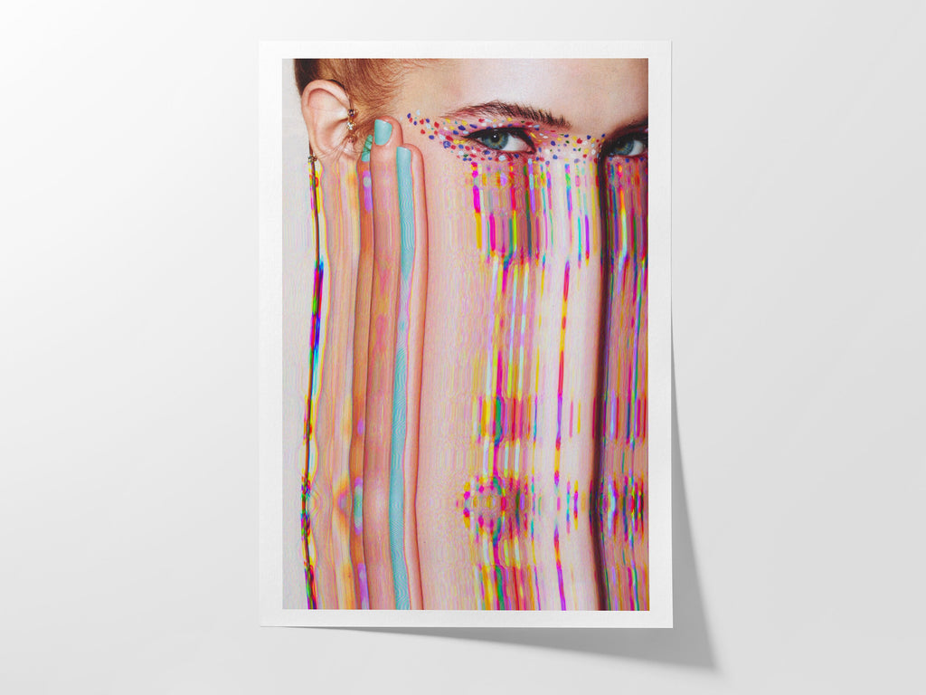 Vibrant Surrealist Altered Portrait Art - Colorful Glitch Aesthetic for Modern Home Decor | Untitled (6) Giclée Print