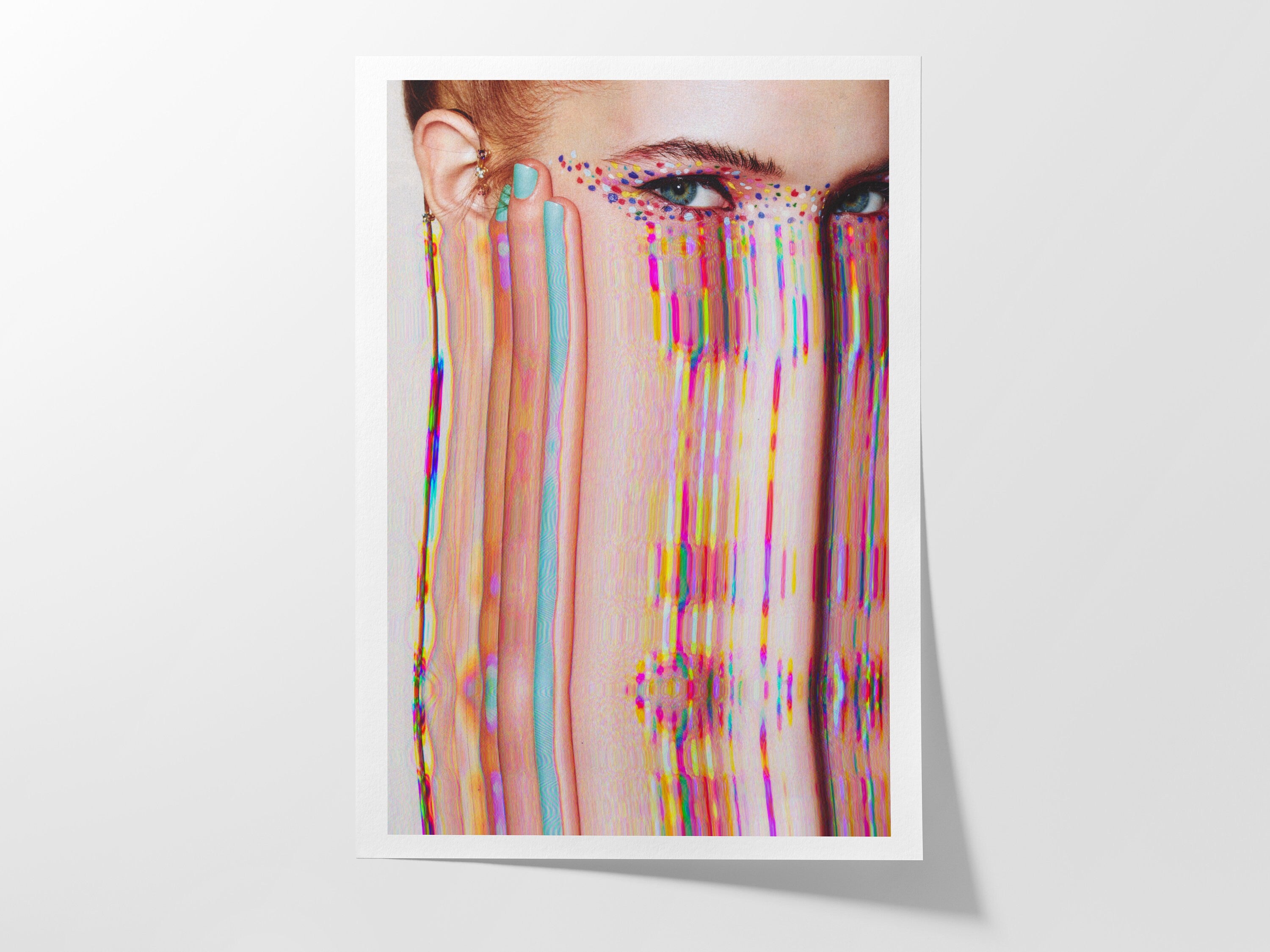 Vibrant Surrealist Altered Portrait Art - Colorful Glitch Aesthetic for Modern Home Decor | Untitled (6) Giclée Print