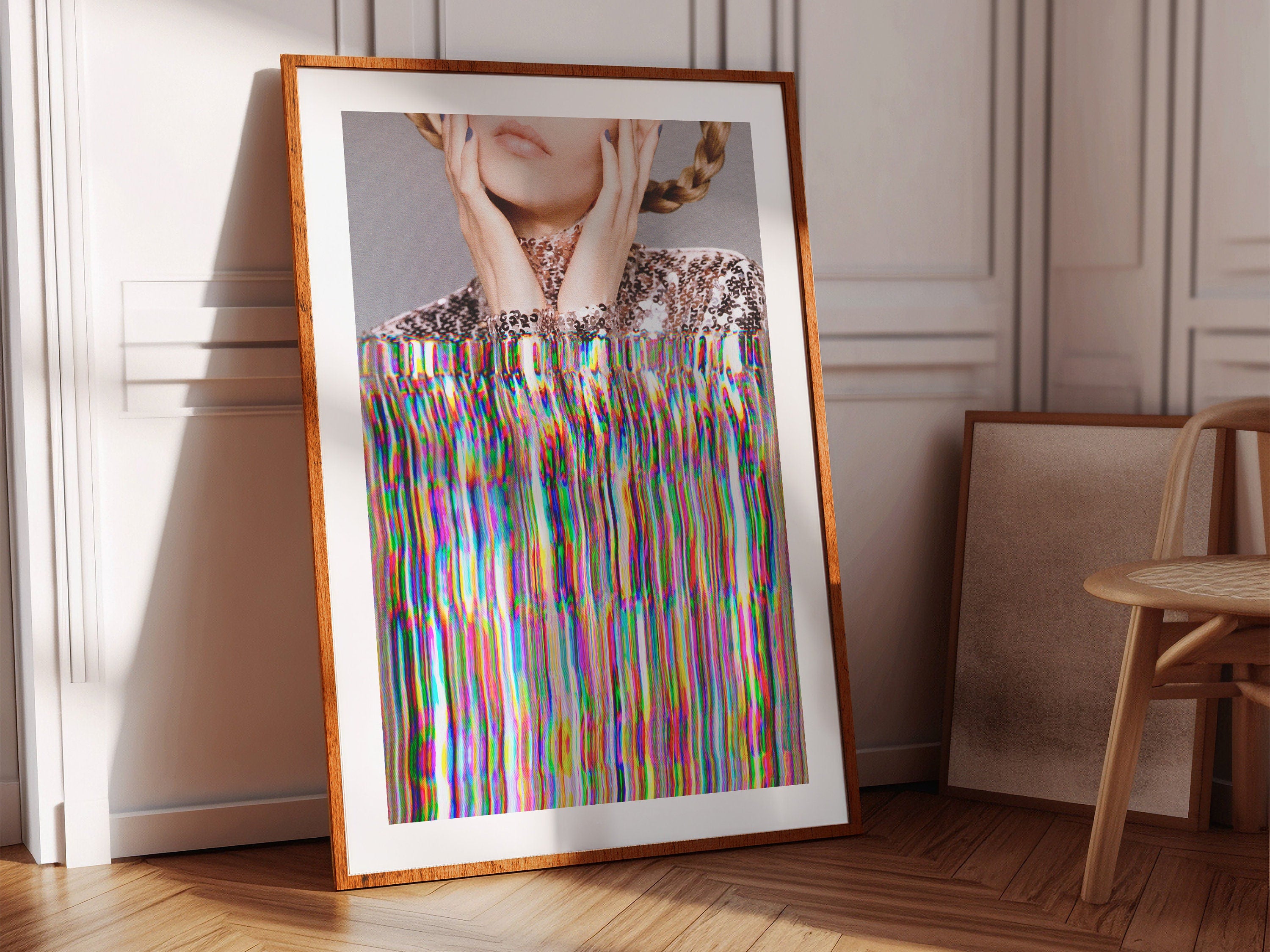 Surreal Altered Fashion Portrait Art - Colorful Glitch Aesthetic Wall Decor for Home, Office, Bedroom | Untitled (10) Giclée Print