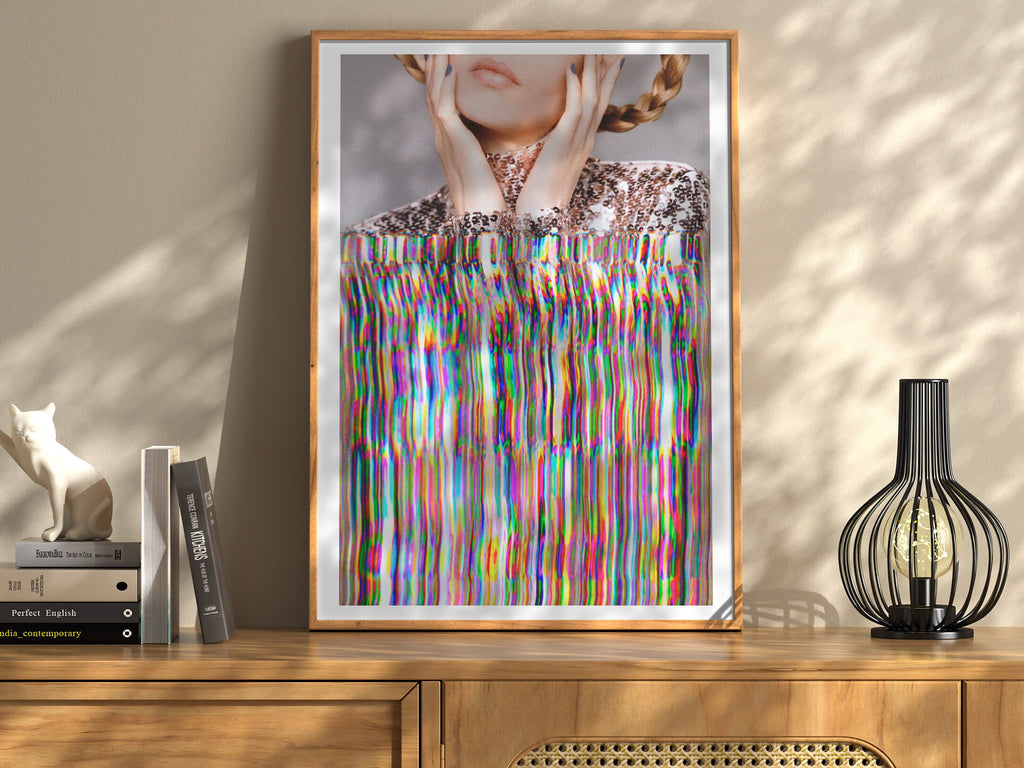 Surreal Altered Fashion Portrait Art - Colorful Glitch Aesthetic Wall Decor for Home, Office, Bedroom | Untitled (10) Giclée Print