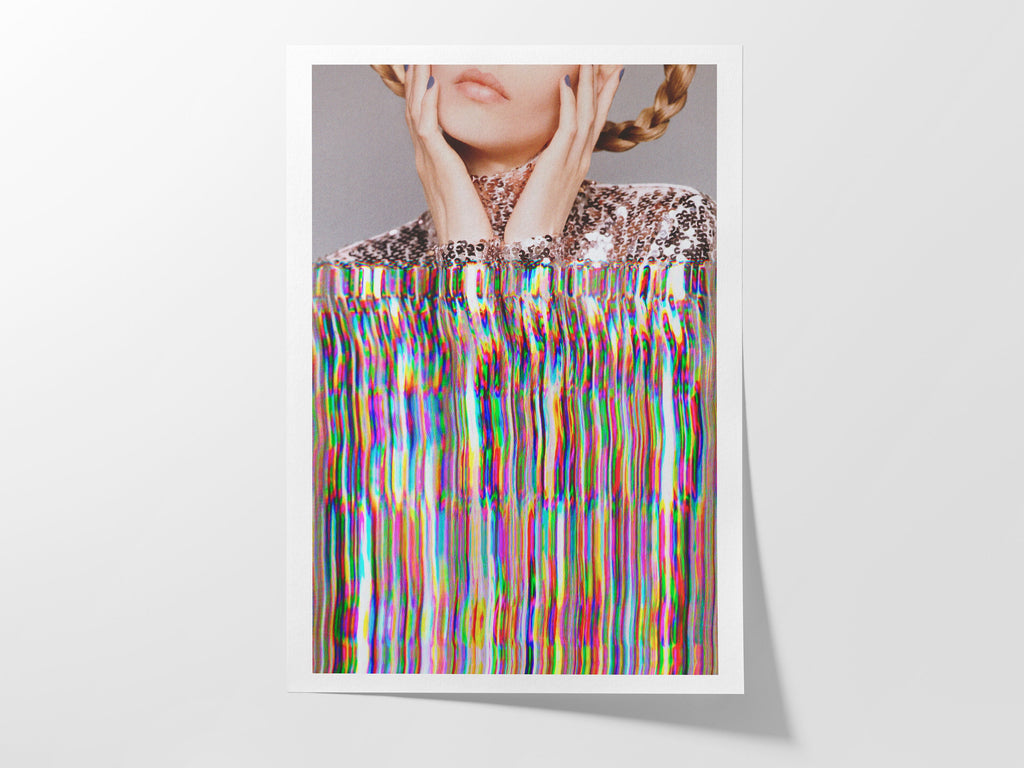 Surreal Altered Fashion Portrait Art - Colorful Glitch Aesthetic Wall Decor for Home, Office, Bedroom | Untitled (10) Giclée Print
