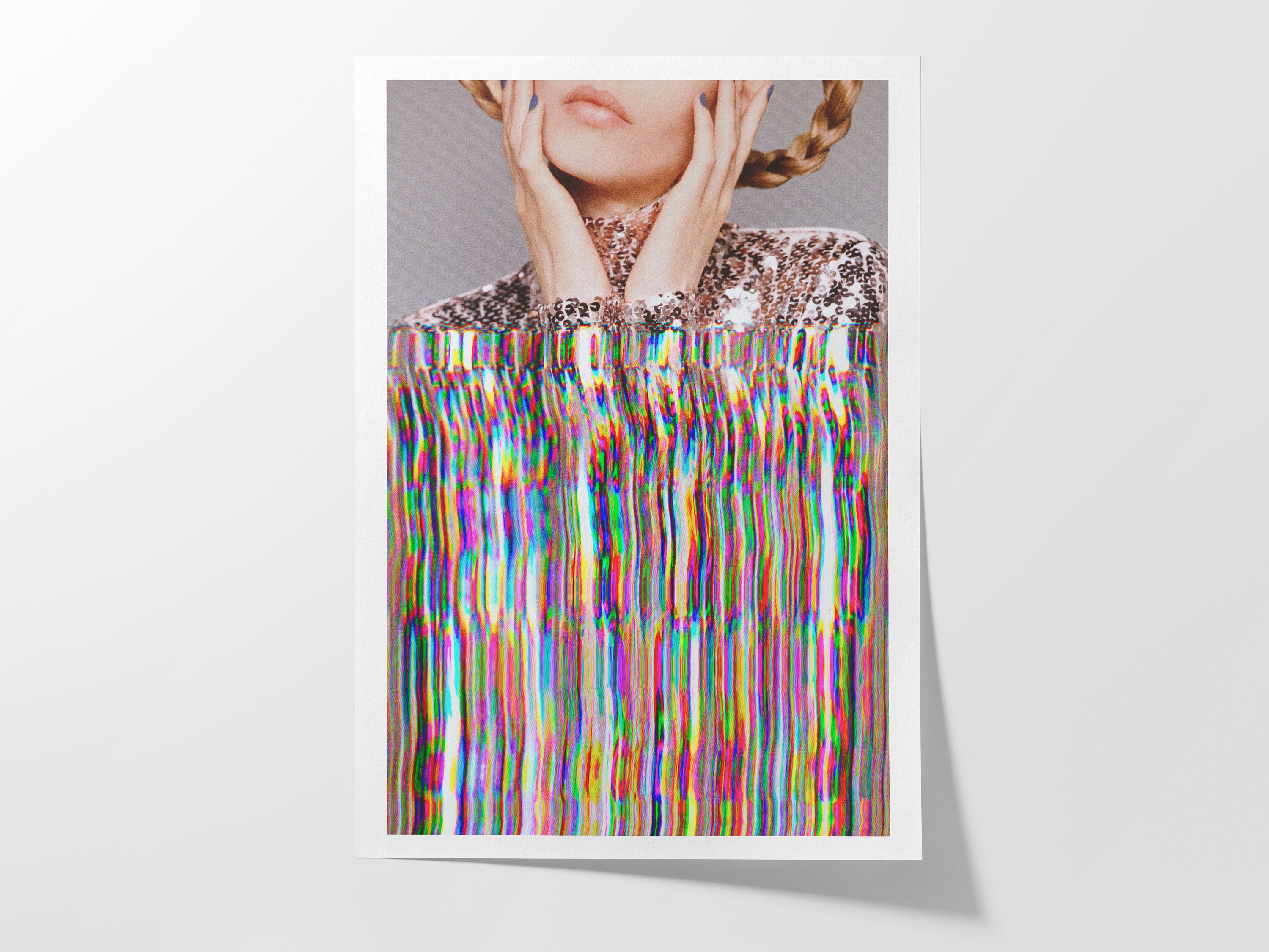 Surreal Altered Fashion Portrait Art - Colorful Glitch Aesthetic Wall Decor for Home, Office, Bedroom | Untitled (10) Giclée Print