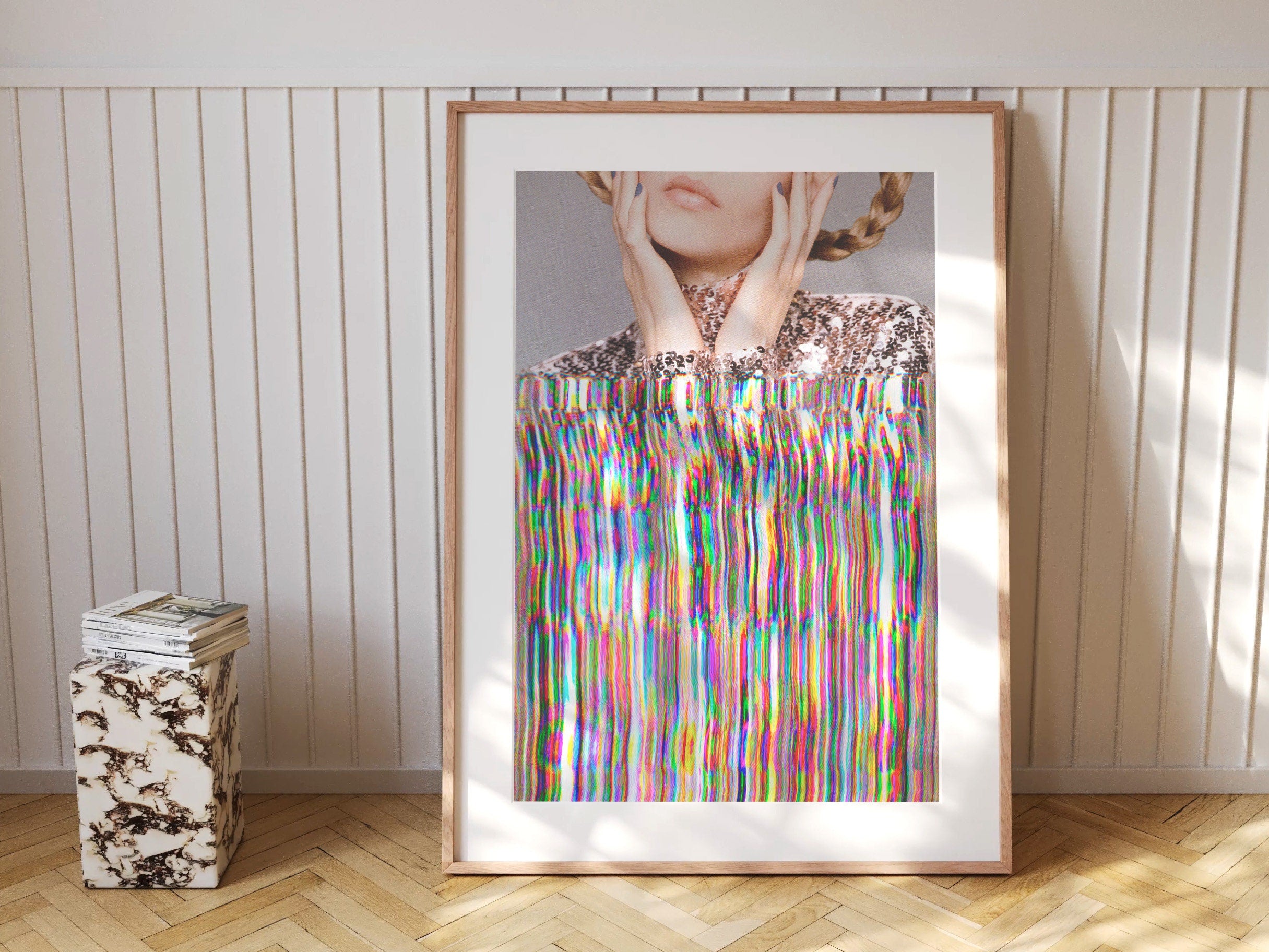 Surreal Altered Fashion Portrait Art - Colorful Glitch Aesthetic Wall Decor for Home, Office, Bedroom | Untitled (10) Giclée Print