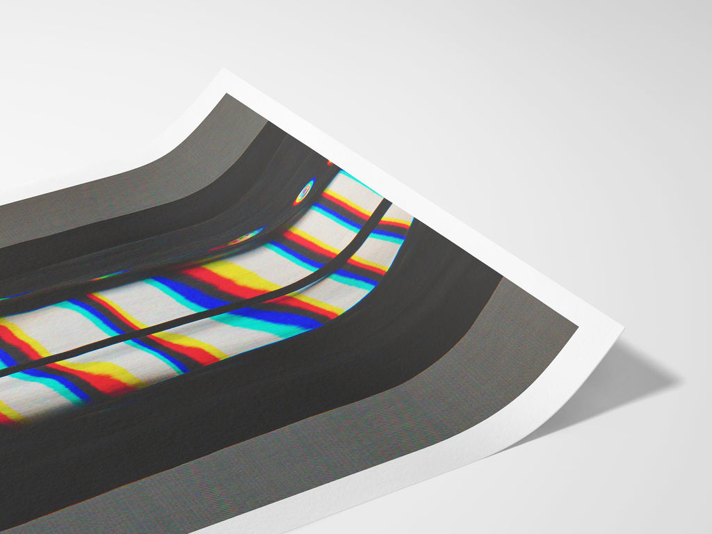 Stylish Altered Fashion Portrait - Colorful Striped Shirt with Abstract Glitch Aesthetic for Modern Decor | Untitled (12) Giclée Print