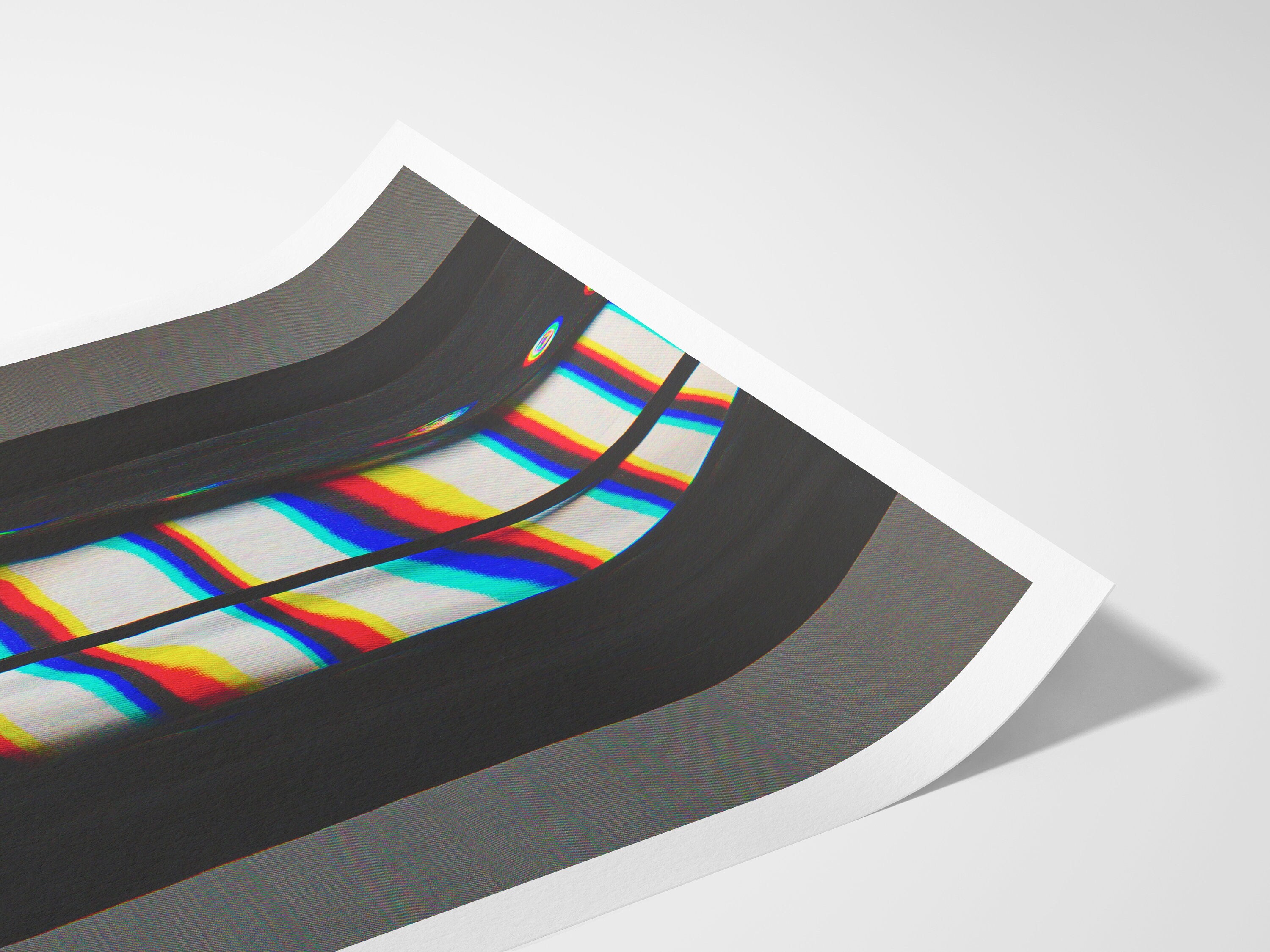 Stylish Altered Fashion Portrait - Colorful Striped Shirt with Abstract Glitch Aesthetic for Modern Decor | Untitled (12) Giclée Print