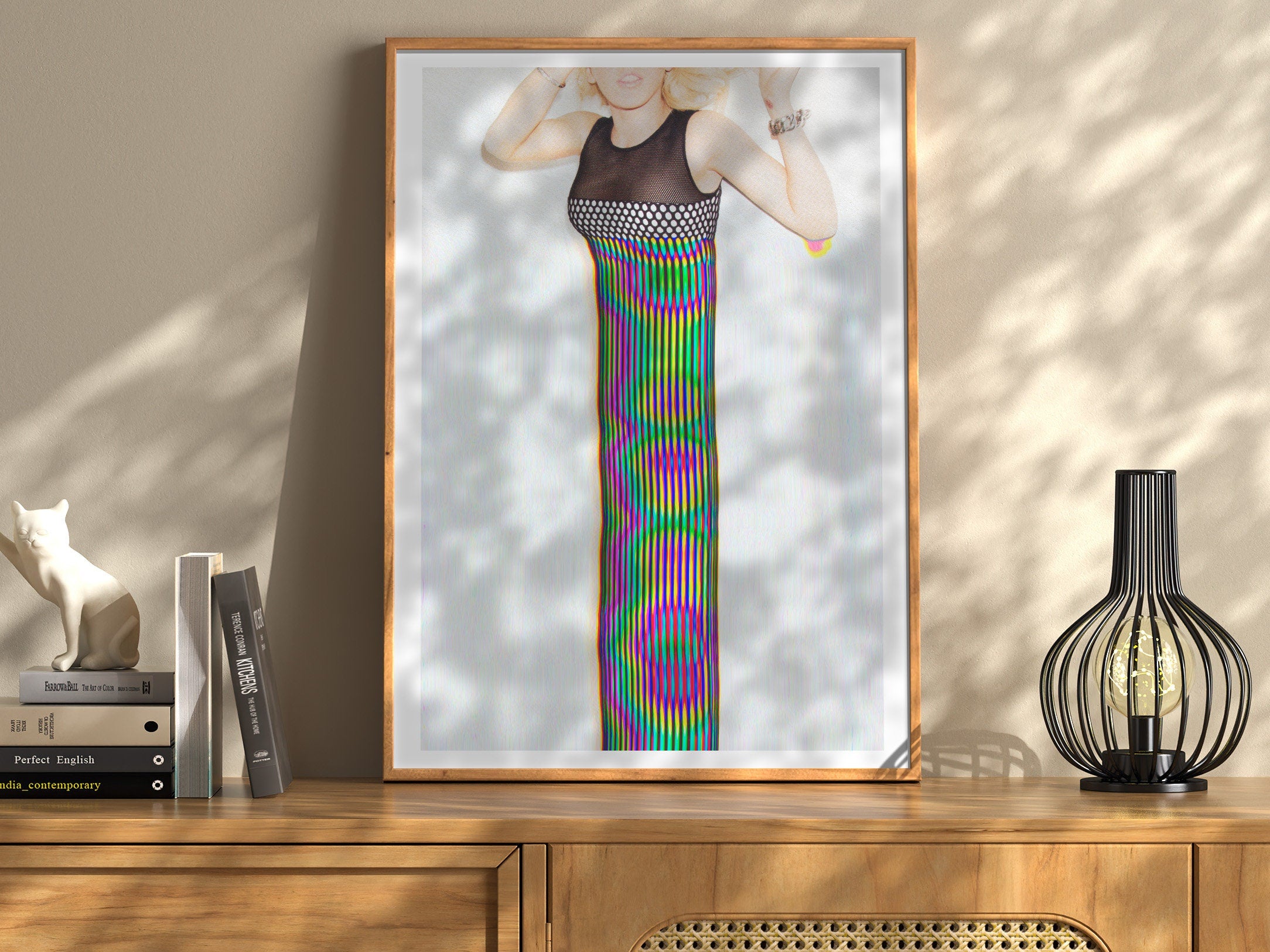 Psychedelic Altered Fashion Portrait - Vibrant Striped Art for Modern Home Decor and Eclectic Spaces | Untitled (13) Giclée Print