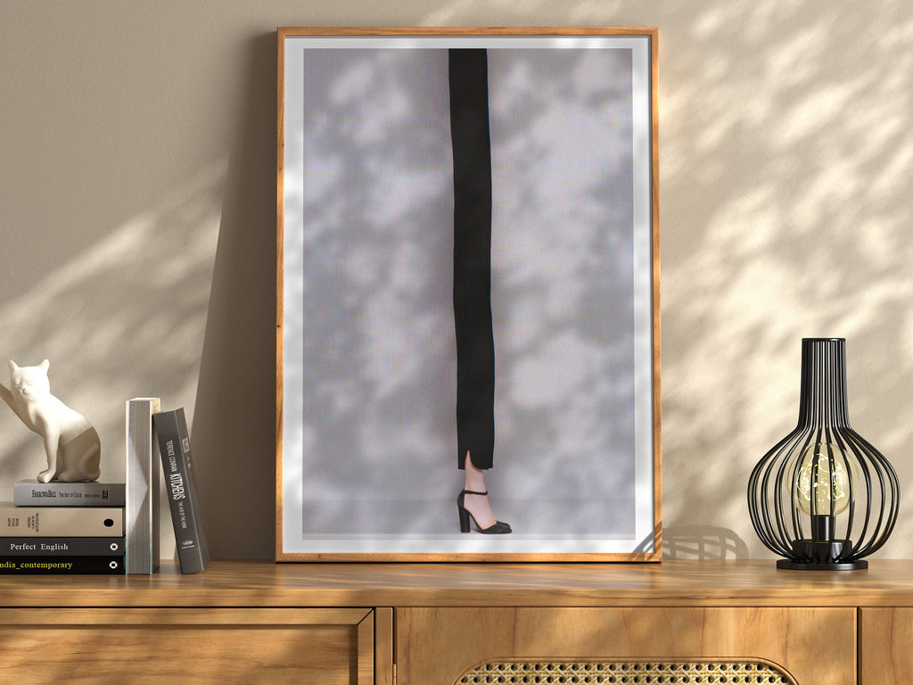 Elegant Minimalist Black Fashion Portrait - Unique High-Heeled Style Wall Art for Modern Home Decor | Untitled (14) Giclée Print