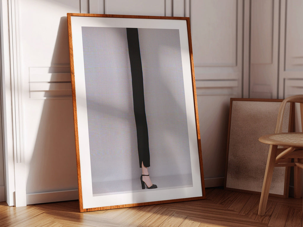 Elegant Minimalist Black Fashion Portrait - Unique High-Heeled Style Wall Art for Modern Home Decor | Untitled (14) Giclée Print