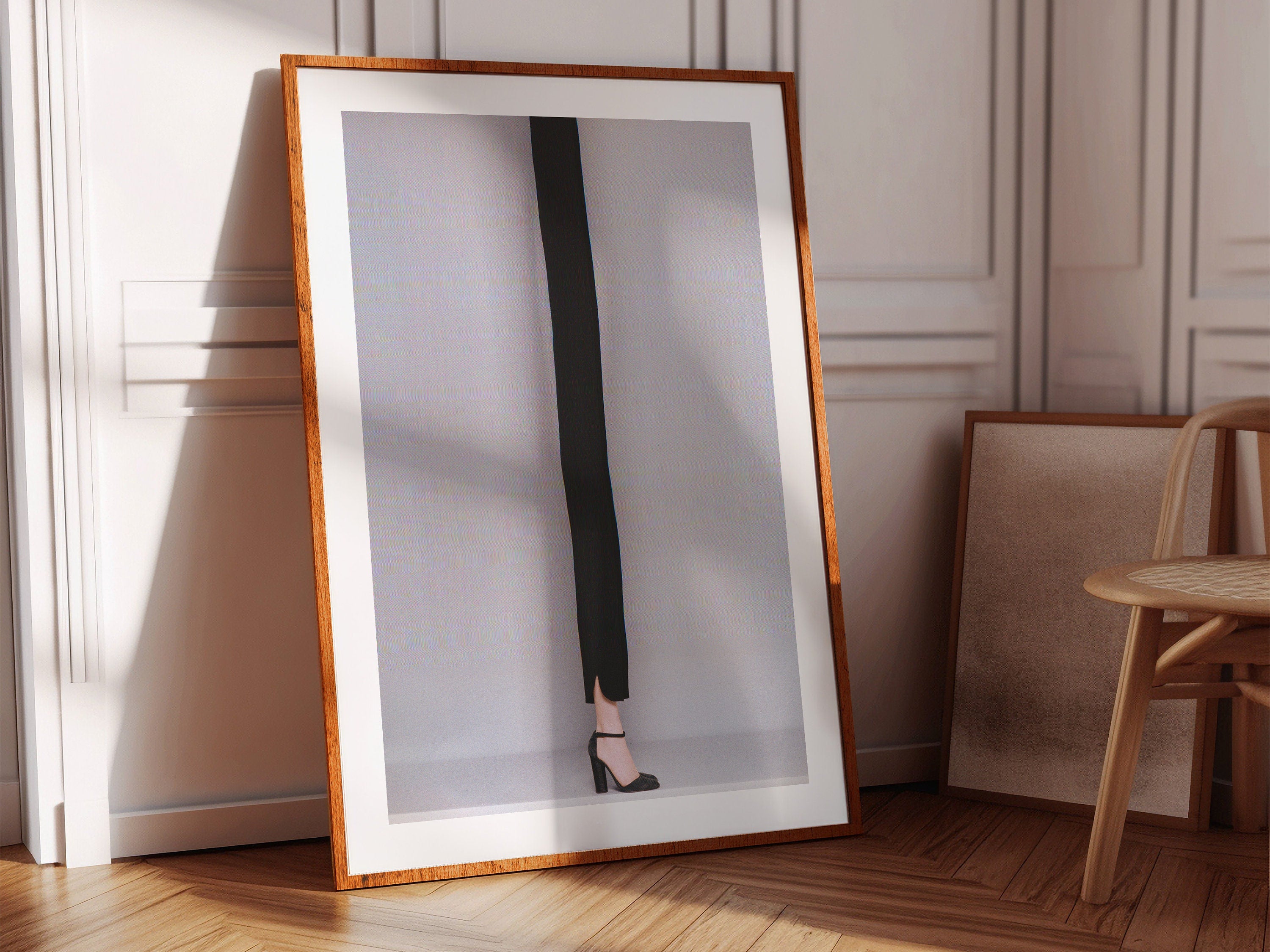 Elegant Minimalist Black Fashion Portrait - Unique High-Heeled Style Wall Art for Modern Home Decor | Untitled (14) Giclée Print
