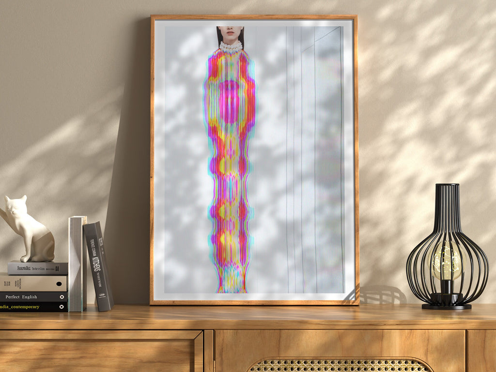 Psychedelic Glitch Fashion Portrait - Vibrant Abstract Wall Art for Contemporary Home Decor | Untitled (17) Giclée Print