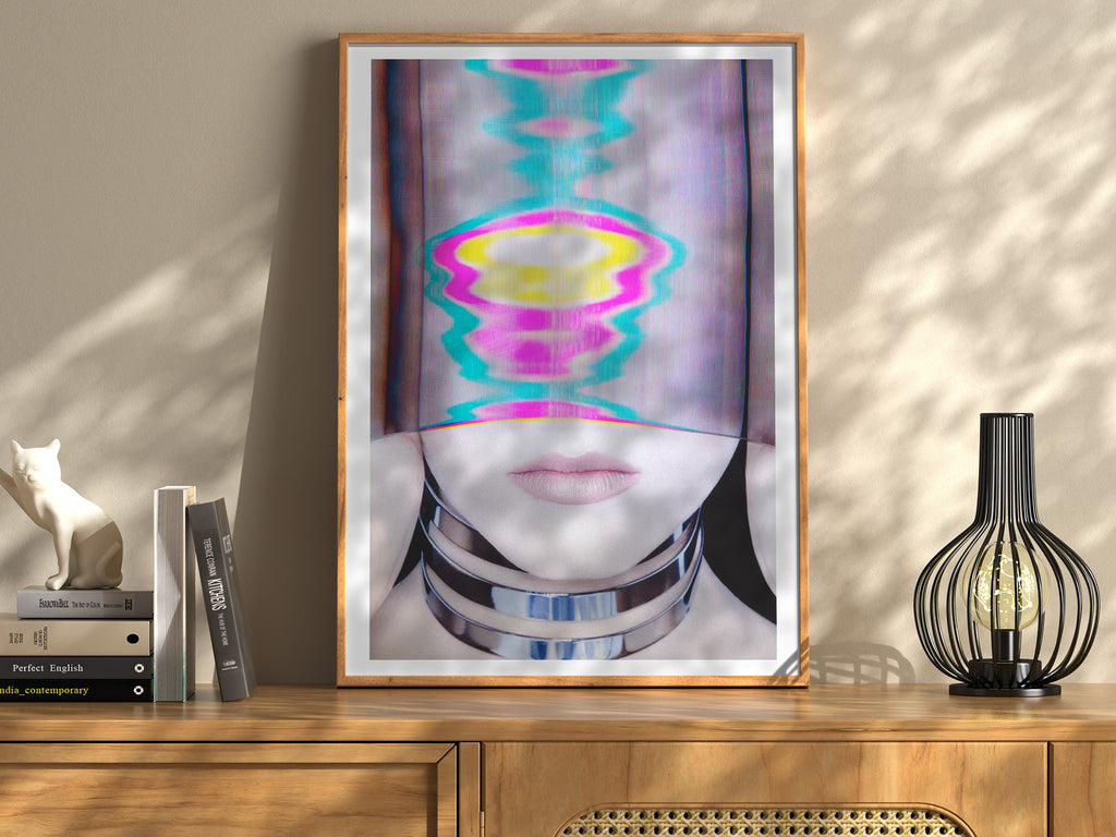 Surreal Altered Portrait with Vibrant Glitch Effects - Contemporary Wall Art for Modern Home Decor | Untitled (19) Giclée Print