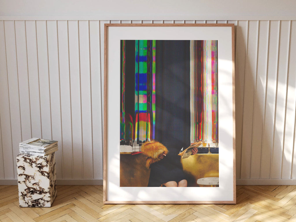 Woman Reading Altered Glitch Photo Wall Art - Colorful Maximalist Aesthetic Decor for Home, Office, Apartment | Untitled (25) Giclée Print