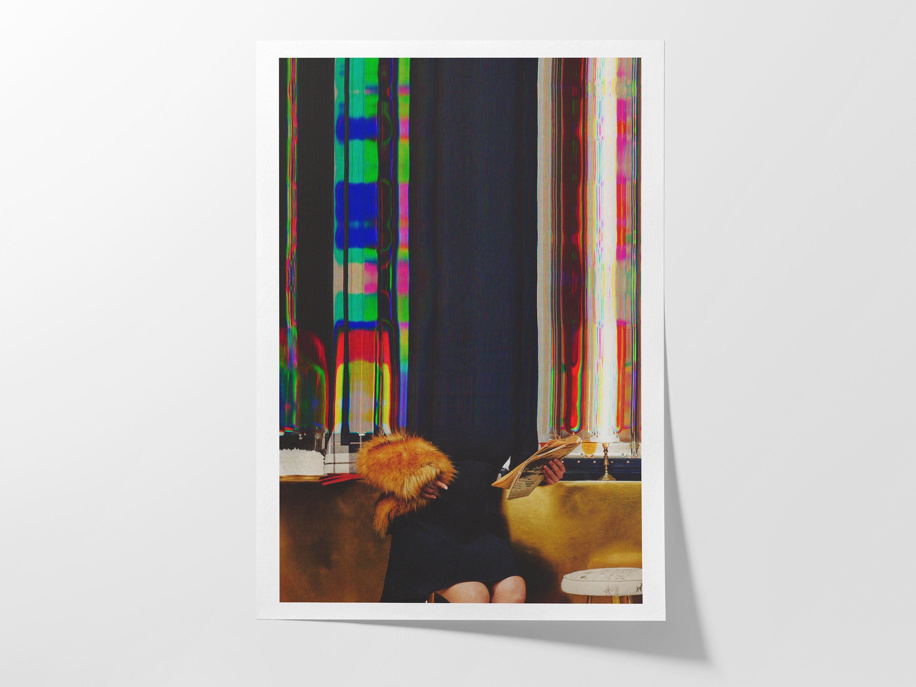 Woman Reading Altered Glitch Photo Wall Art - Colorful Maximalist Aesthetic Decor for Home, Office, Apartment | Untitled (25) Giclée Print