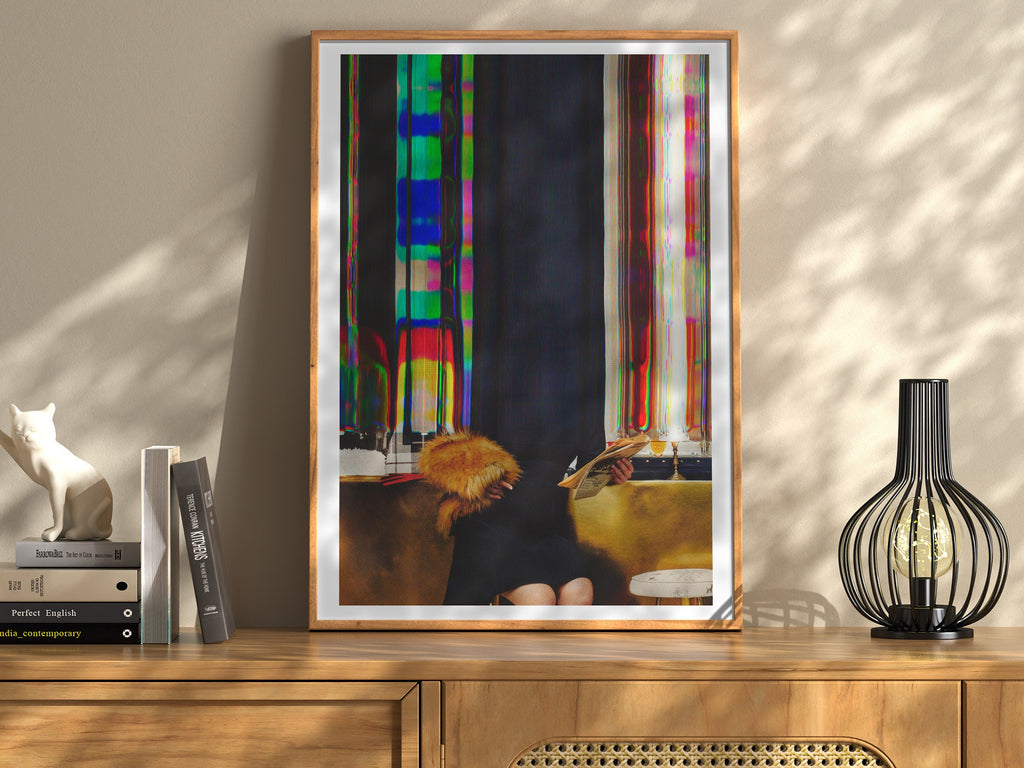 Woman Reading Altered Glitch Photo Wall Art - Colorful Maximalist Aesthetic Decor for Home, Office, Apartment | Untitled (25) Giclée Print