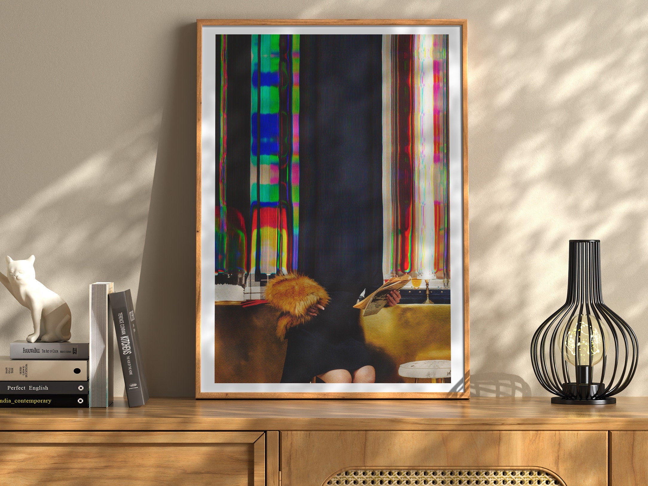 Woman Reading Altered Glitch Photo Wall Art - Colorful Maximalist Aesthetic Decor for Home, Office, Apartment | Untitled (25) Giclée Print
