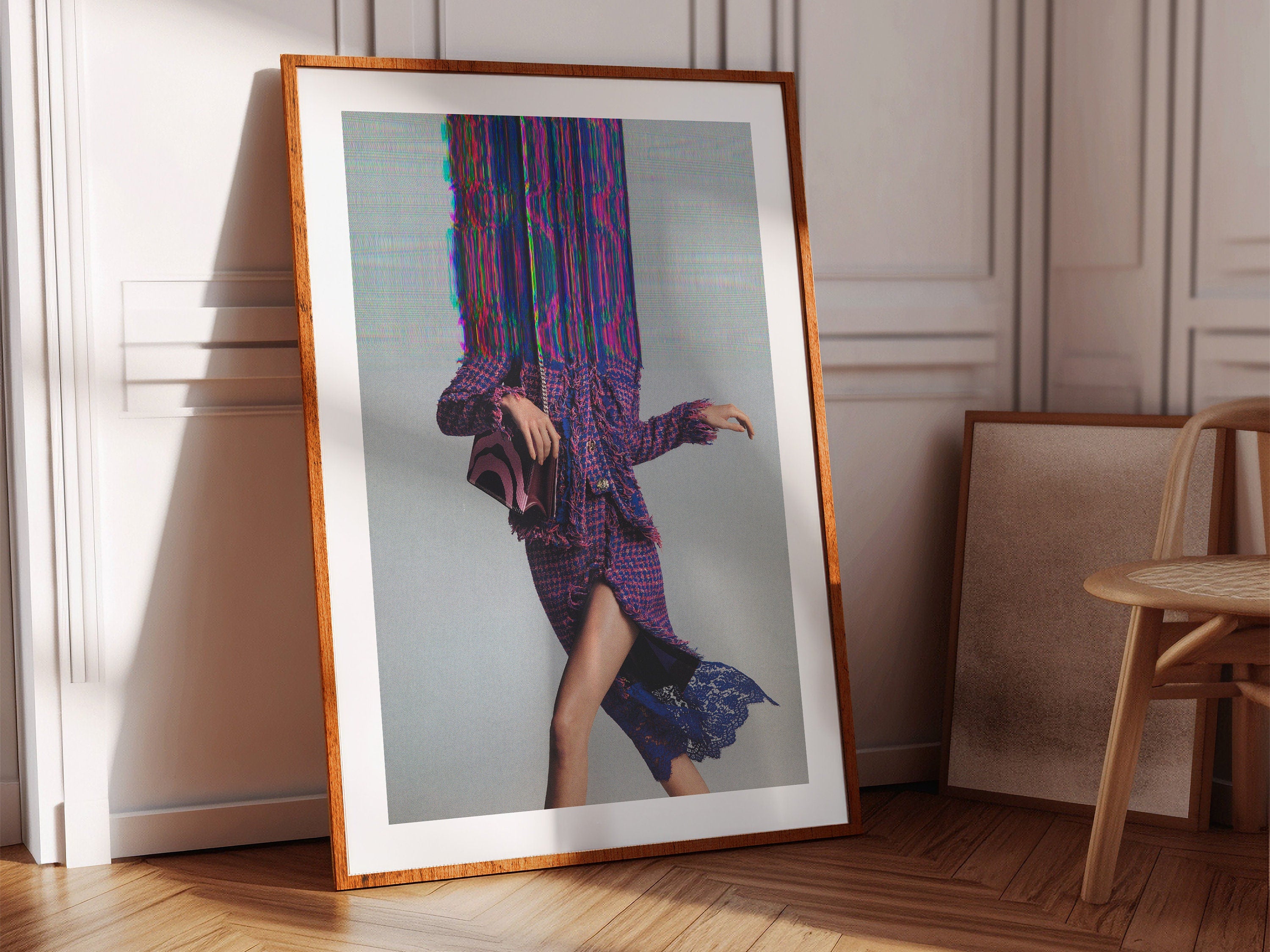 Surreal Altered Fashion Portrait Wall Art - Vibrant Glitch Aesthetic Decor for Modern Living Spaces | Untitled (26) Giclée Print