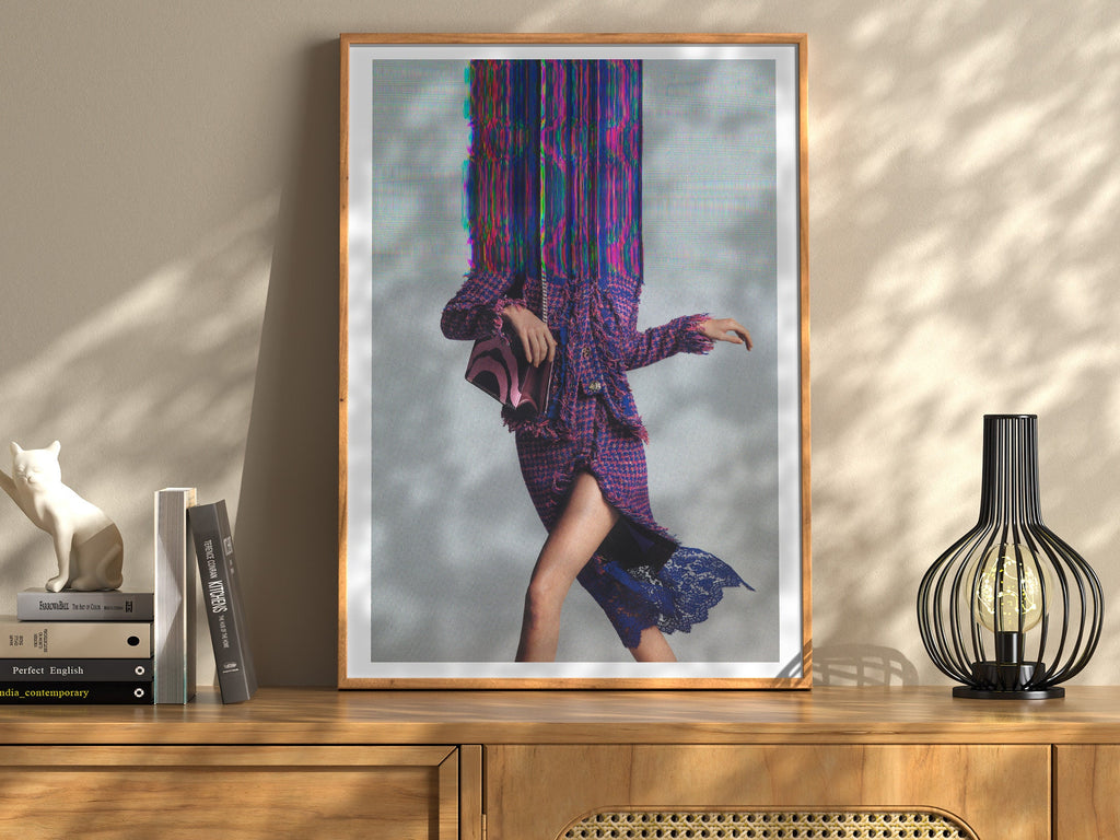 Surreal Altered Fashion Portrait Wall Art - Vibrant Glitch Aesthetic Decor for Modern Living Spaces | Untitled (26) Giclée Print