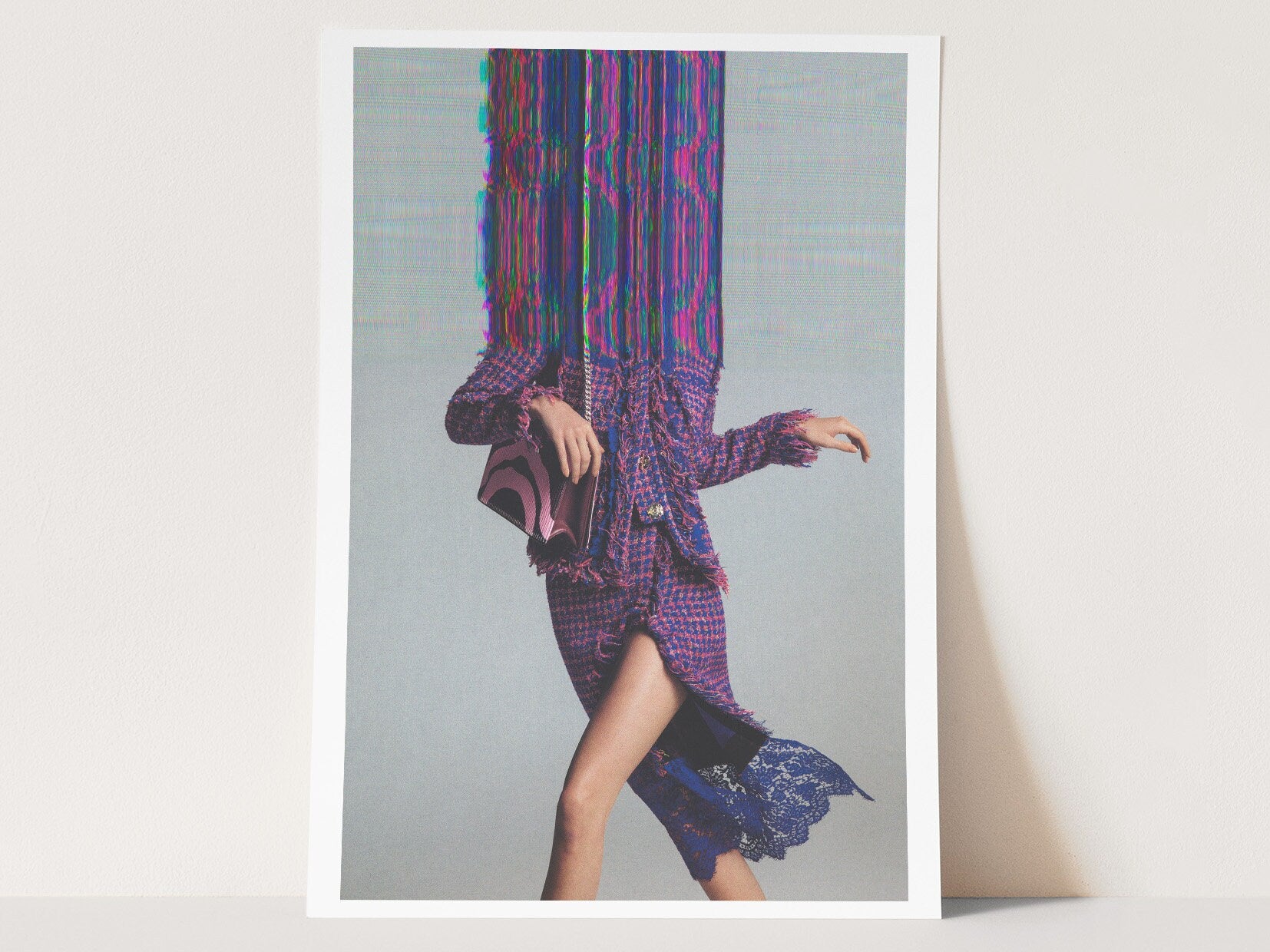 Surreal Altered Fashion Portrait Wall Art - Vibrant Glitch Aesthetic Decor for Modern Living Spaces | Untitled (26) Giclée Print