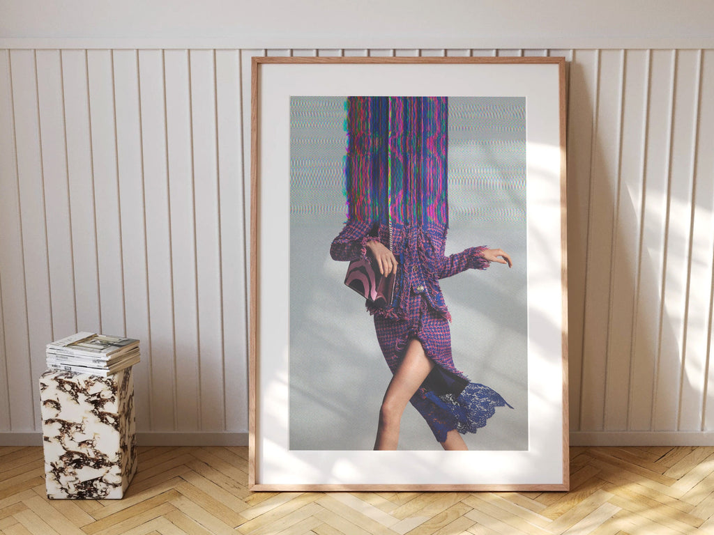 Surreal Altered Fashion Portrait Wall Art - Vibrant Glitch Aesthetic Decor for Modern Living Spaces | Untitled (26) Giclée Print