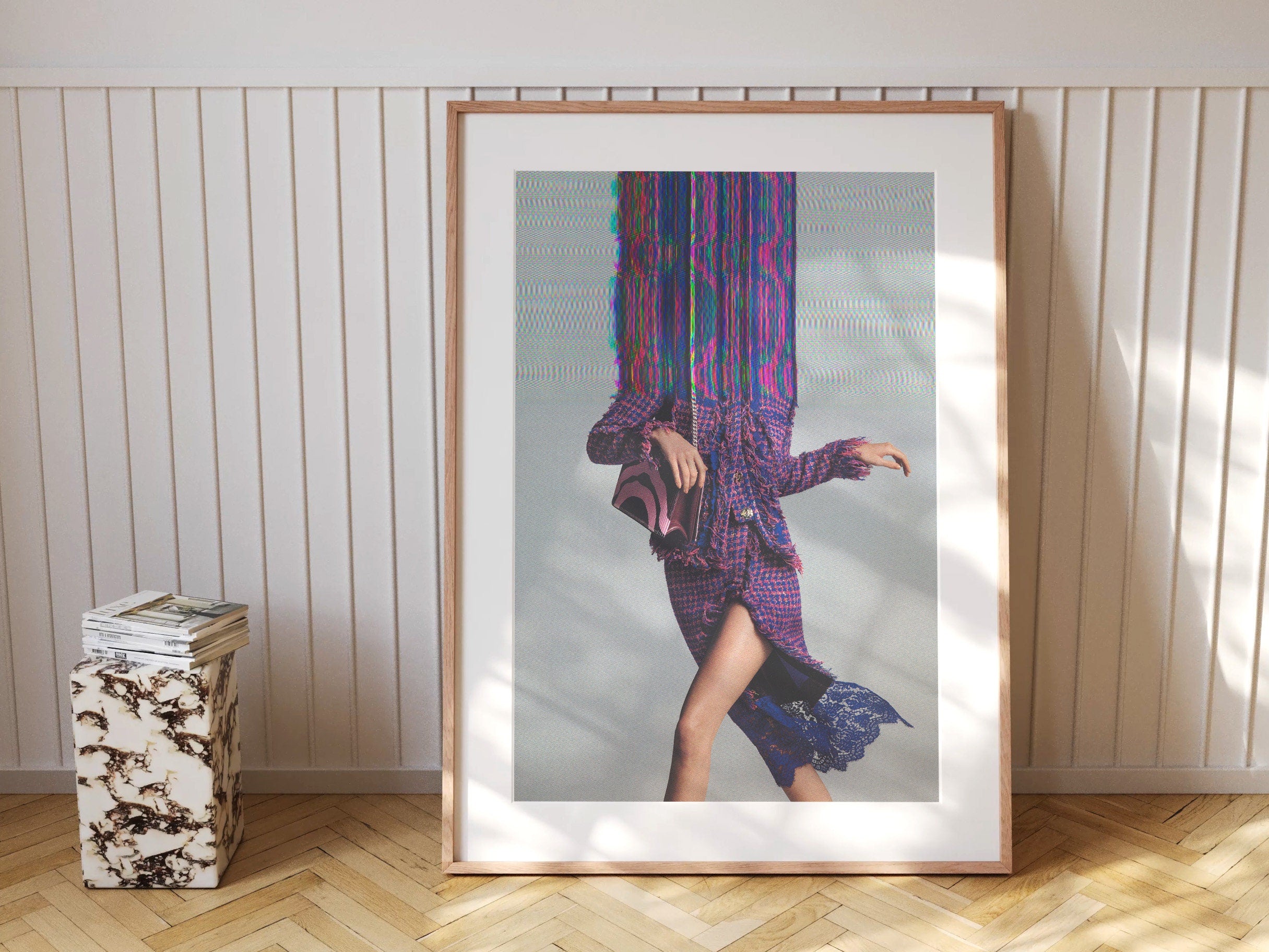Surreal Altered Fashion Portrait Wall Art - Vibrant Glitch Aesthetic Decor for Modern Living Spaces | Untitled (26) Giclée Print