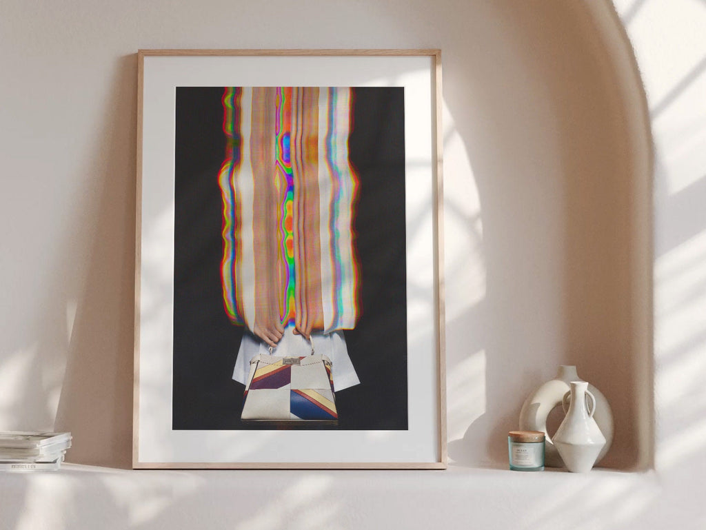 Surreal Altered Fashion Portrait with Colorful Glitch Effects - Unique Wall Art for Modern Home Decor | Untitled (29) Giclée Print
