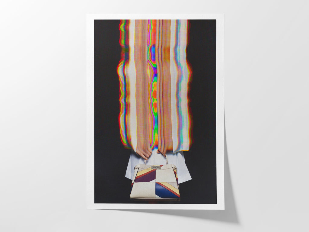 Surreal Altered Fashion Portrait with Colorful Glitch Effects - Unique Wall Art for Modern Home Decor | Untitled (29) Giclée Print