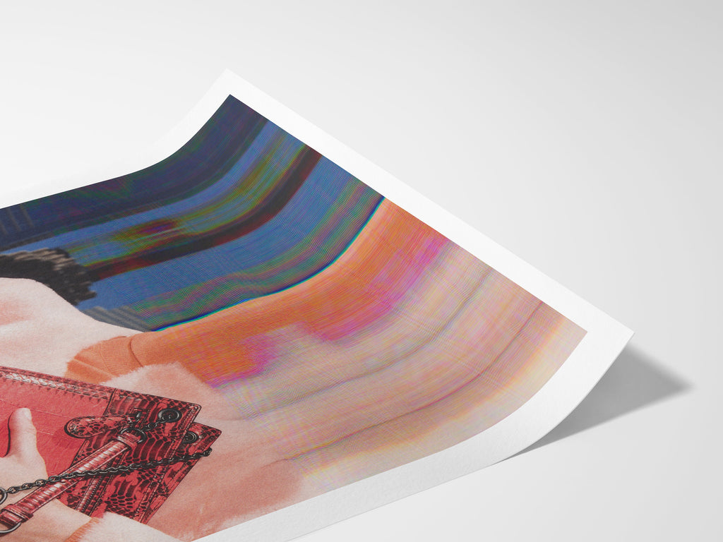 Surreal Fashion Portrait with Vibrant Colors - Altered Glitch Art for Contemporary Home Decor | Untitled (30) Giclée Print