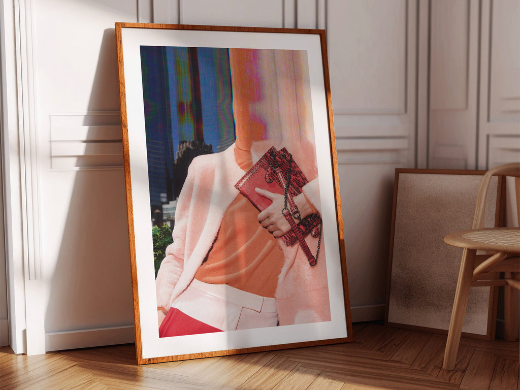 Surreal Fashion Portrait with Vibrant Colors - Altered Glitch Art for Contemporary Home Decor | Untitled (30) Giclée Print