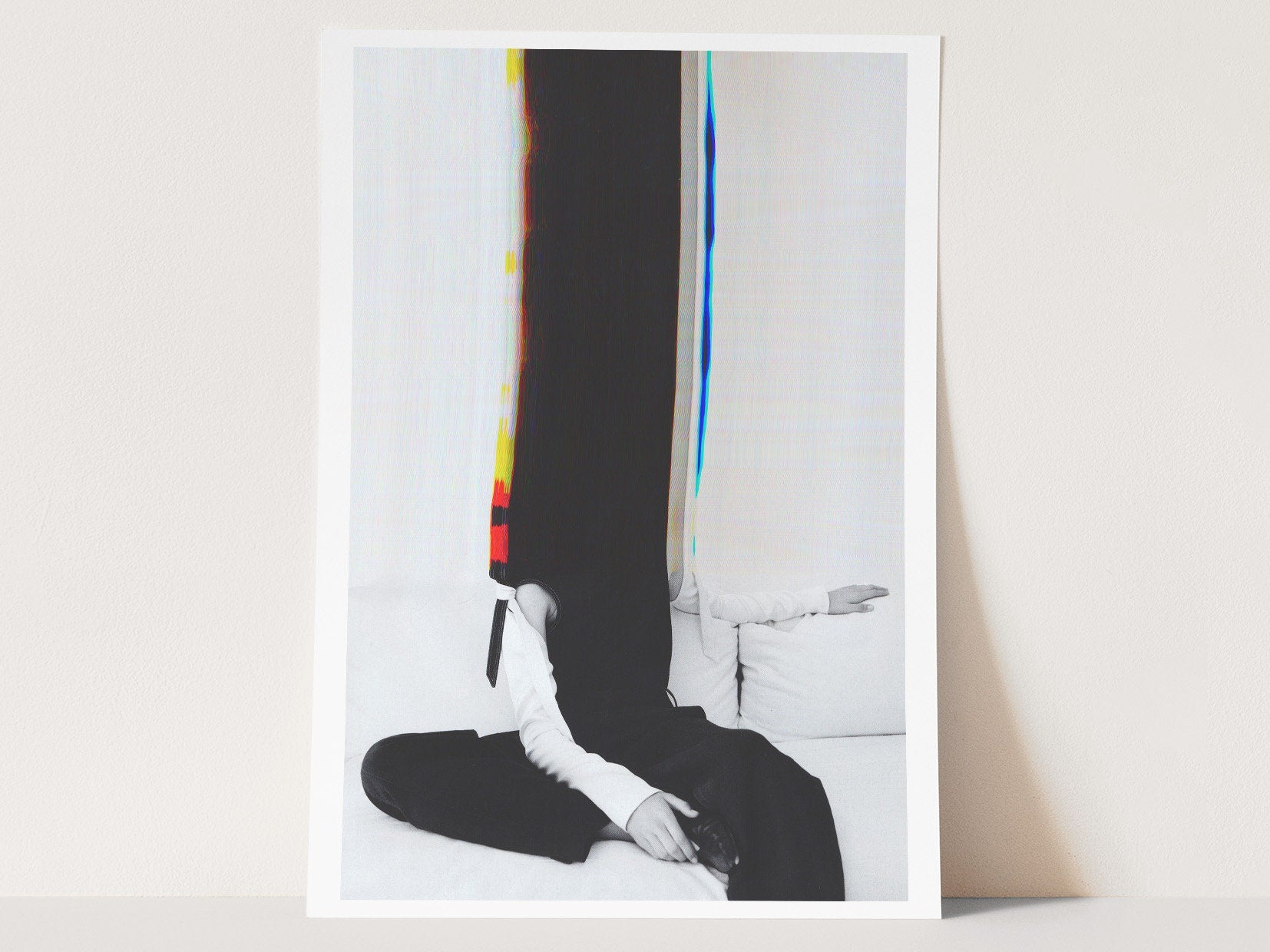 Woman Sitting Altered Portrait Photo Wall Art - Unique Black and White Minimal Aesthetic Decor For Home, Office | Untitled (31) Giclée Print