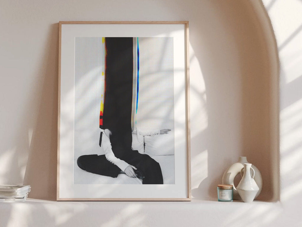 Woman Sitting Altered Portrait Photo Wall Art - Unique Black and White Minimal Aesthetic Decor For Home, Office | Untitled (31) Giclée Print