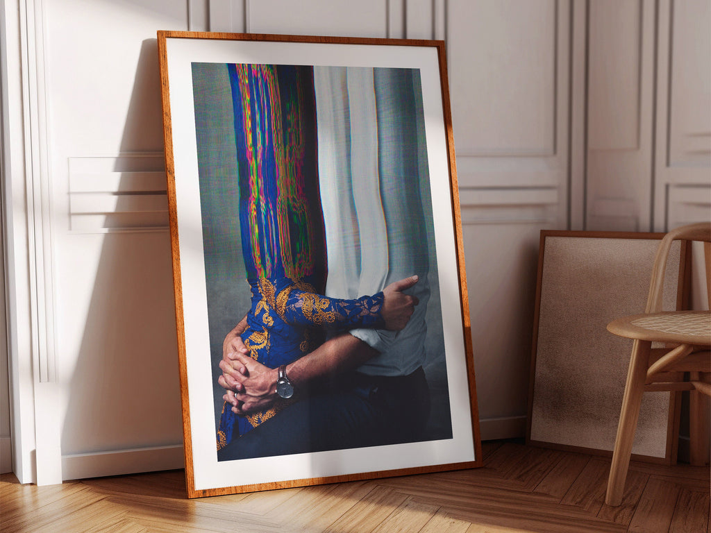 Surreal Altered Portrait of Embracing Figures - Unique Abstract Wall Art for Modern Home Decor | Untitled (34) Giclée Print