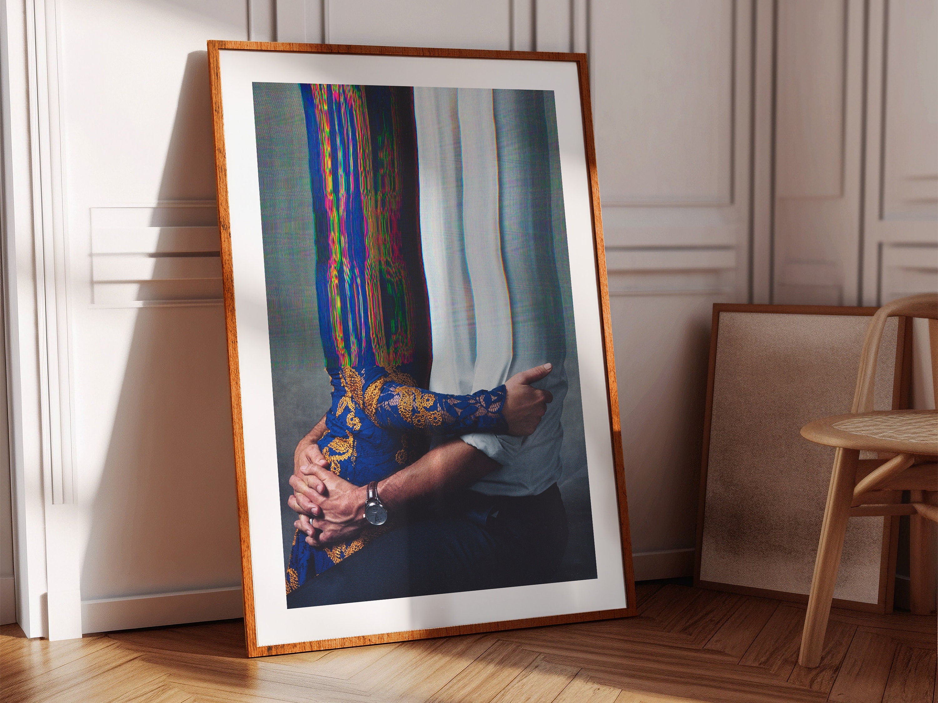 Surreal Altered Portrait of Embracing Figures - Unique Abstract Wall Art for Modern Home Decor | Untitled (34) Giclée Print