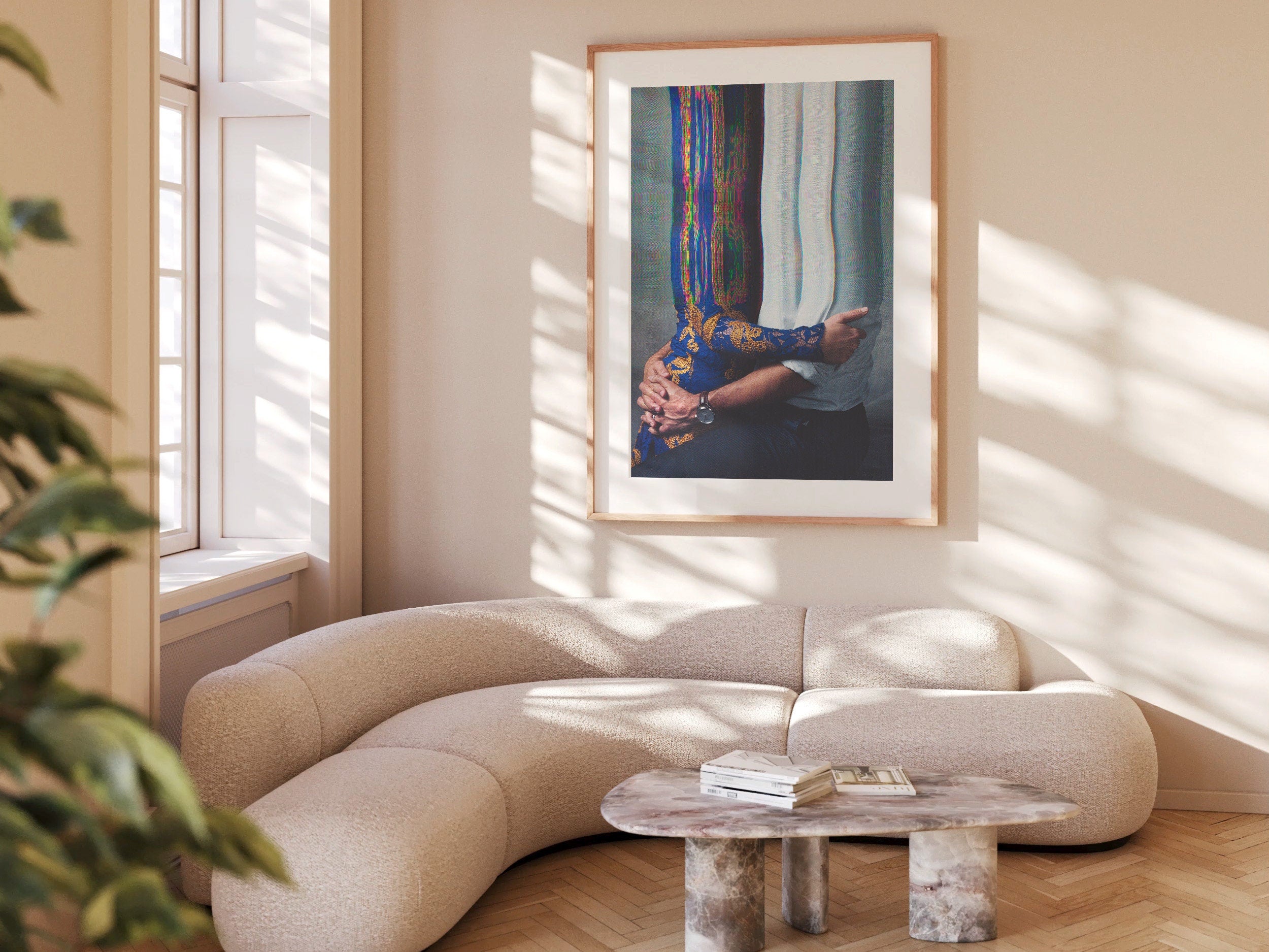 Surreal Altered Portrait of Embracing Figures - Unique Abstract Wall Art for Modern Home Decor | Untitled (34) Giclée Print