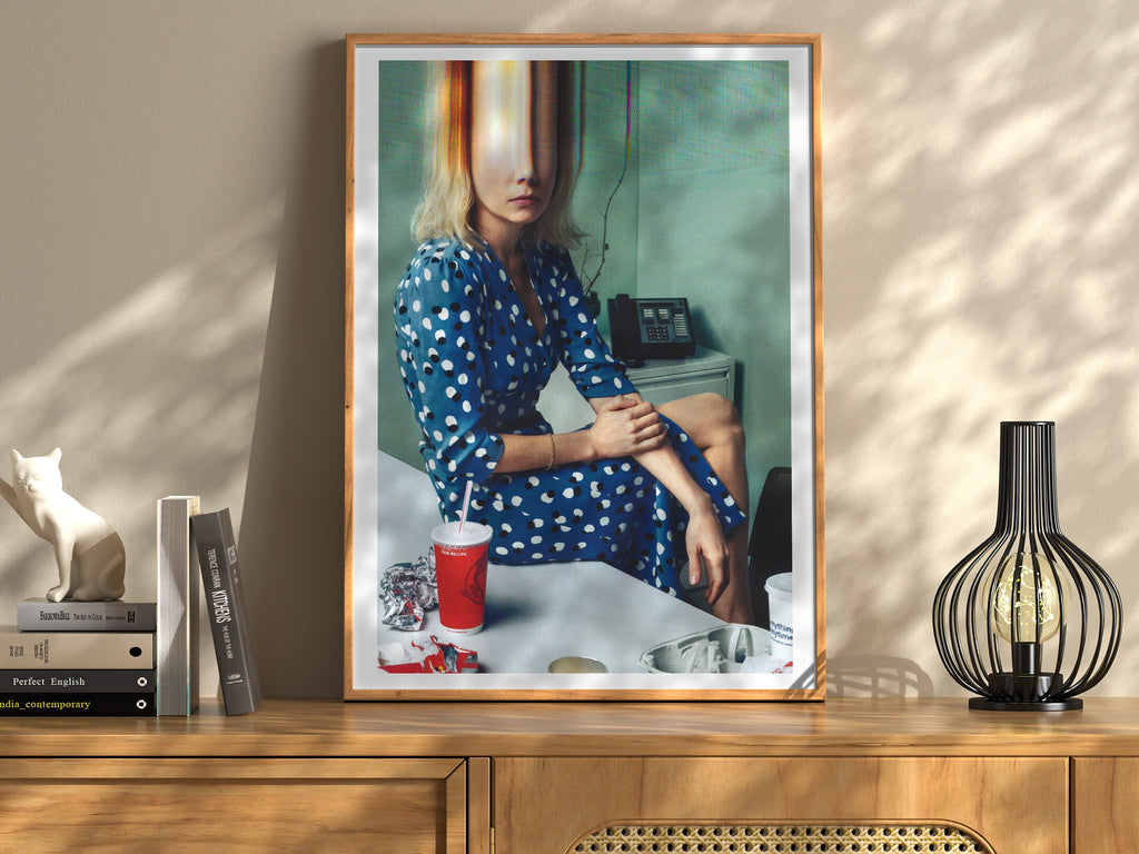 Blonde Woman in Blue Dress Altered Portrait Photo Wall Art - Unique Postmodern Feminine Decor for Office, Home | Untitled (42) Giclée Print