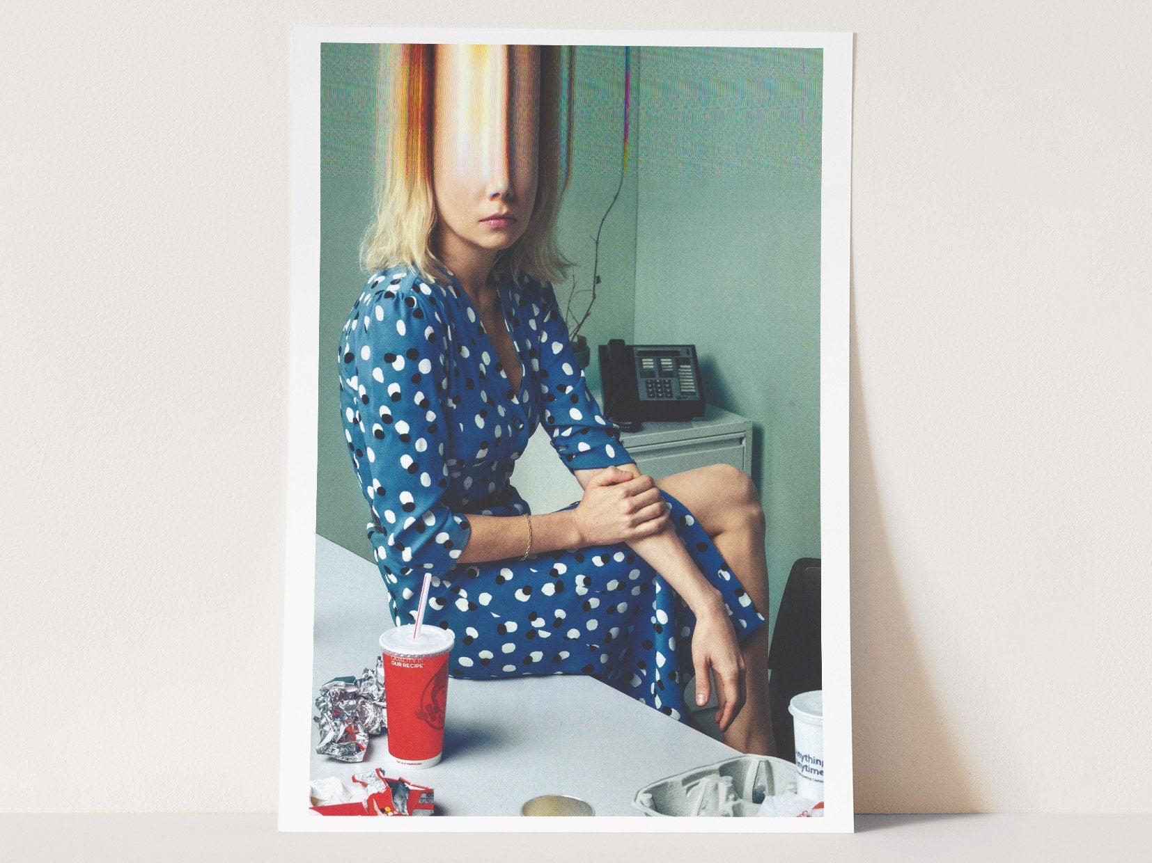 Blonde Woman in Blue Dress Altered Portrait Photo Wall Art - Unique Postmodern Feminine Decor for Office, Home | Untitled (42) Giclée Print