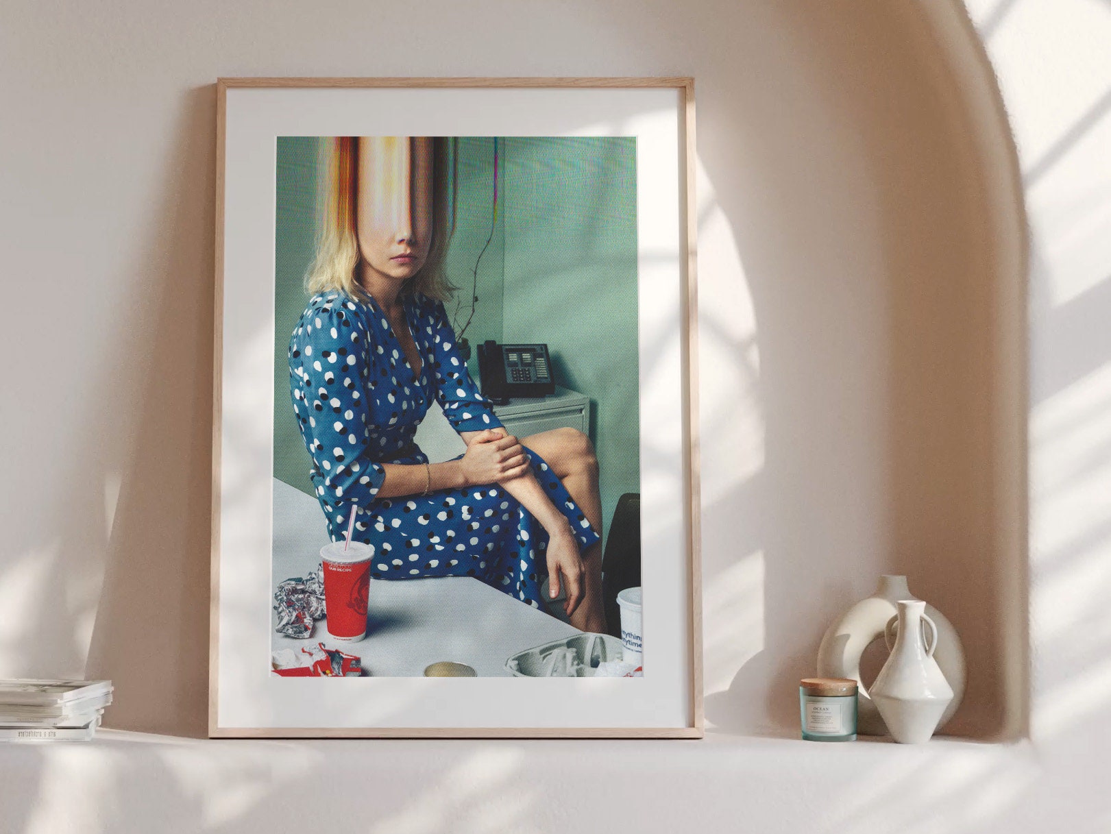 Blonde Woman in Blue Dress Altered Portrait Photo Wall Art - Unique Postmodern Feminine Decor for Office, Home | Untitled (42) Giclée Print