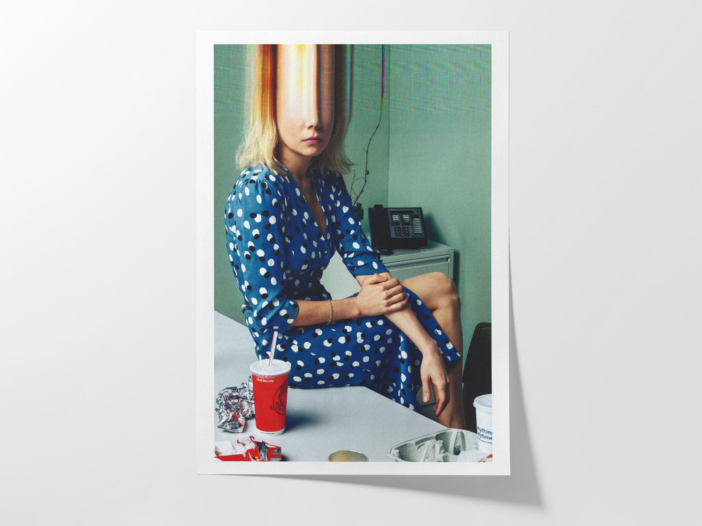 Blonde Woman in Blue Dress Altered Portrait Photo Wall Art - Unique Postmodern Feminine Decor for Office, Home | Untitled (42) Giclée Print