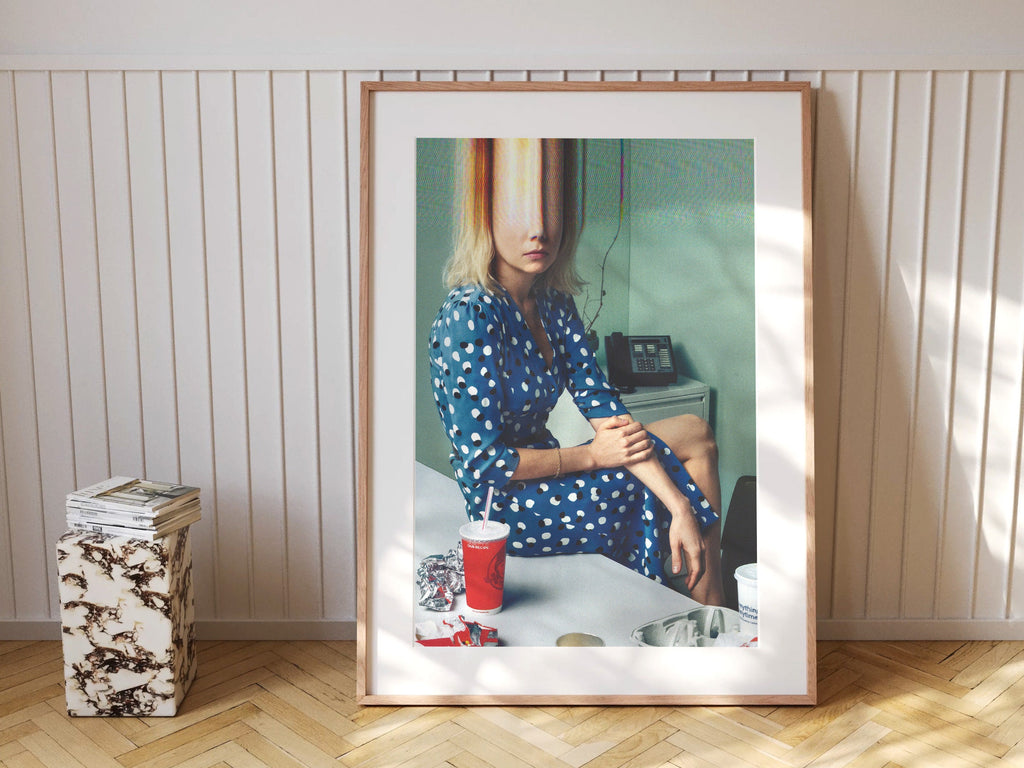 Blonde Woman in Blue Dress Altered Portrait Photo Wall Art - Unique Postmodern Feminine Decor for Office, Home | Untitled (42) Giclée Print