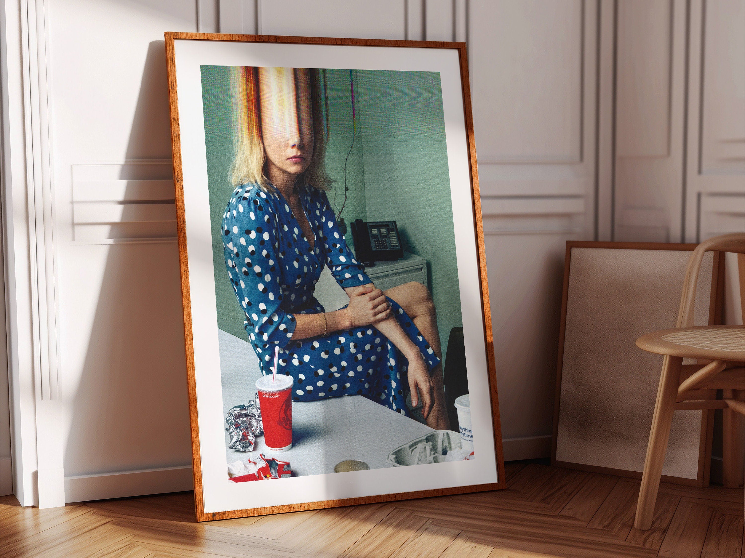 Blonde Woman in Blue Dress Altered Portrait Photo Wall Art - Unique Postmodern Feminine Decor for Office, Home | Untitled (42) Giclée Print