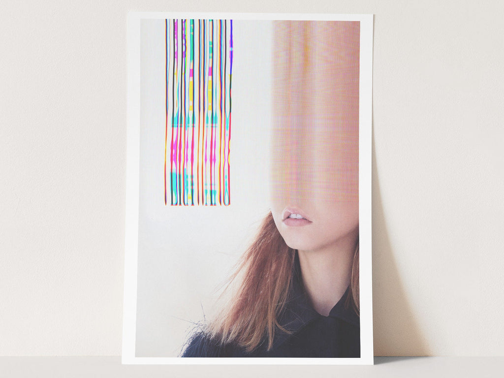 Surreal Altered Portrait Art Print - Colorful Glitch Aesthetic Wall Decor for Modern Home and Office | Untitled (43) Giclée Print