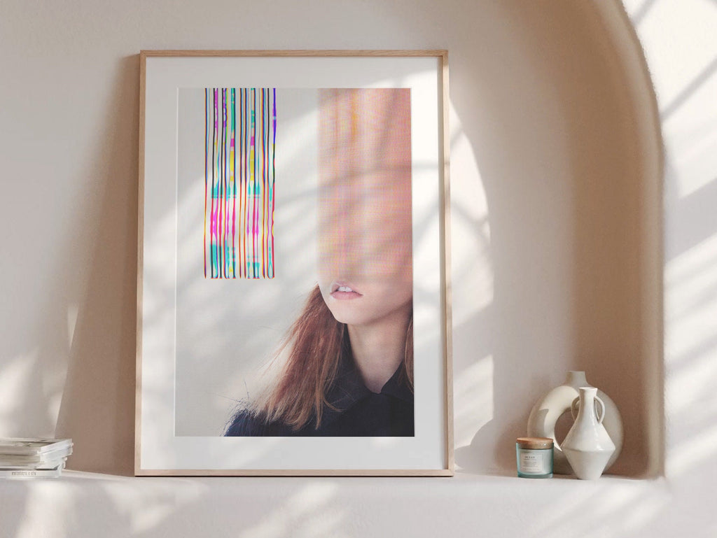Surreal Altered Portrait Art Print - Colorful Glitch Aesthetic Wall Decor for Modern Home and Office | Untitled (43) Giclée Print