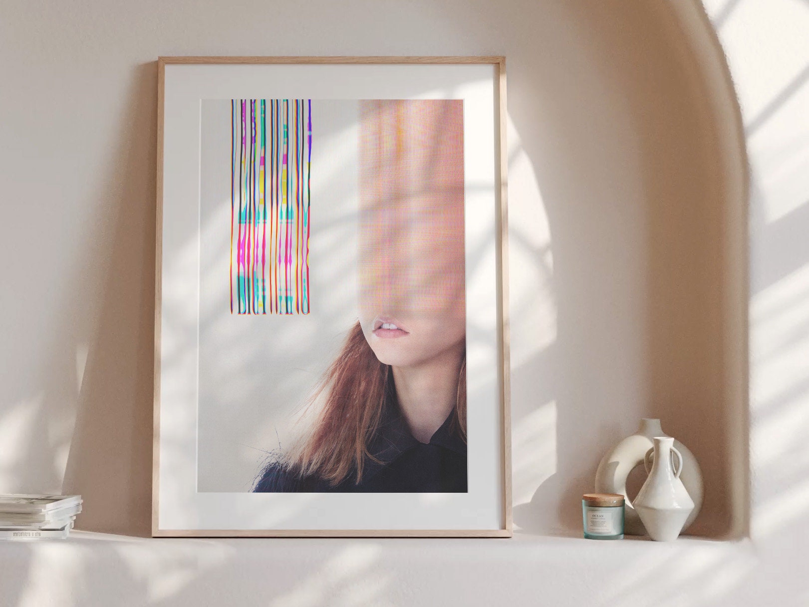 Surreal Altered Portrait Art Print - Colorful Glitch Aesthetic Wall Decor for Modern Home and Office | Untitled (43) Giclée Print