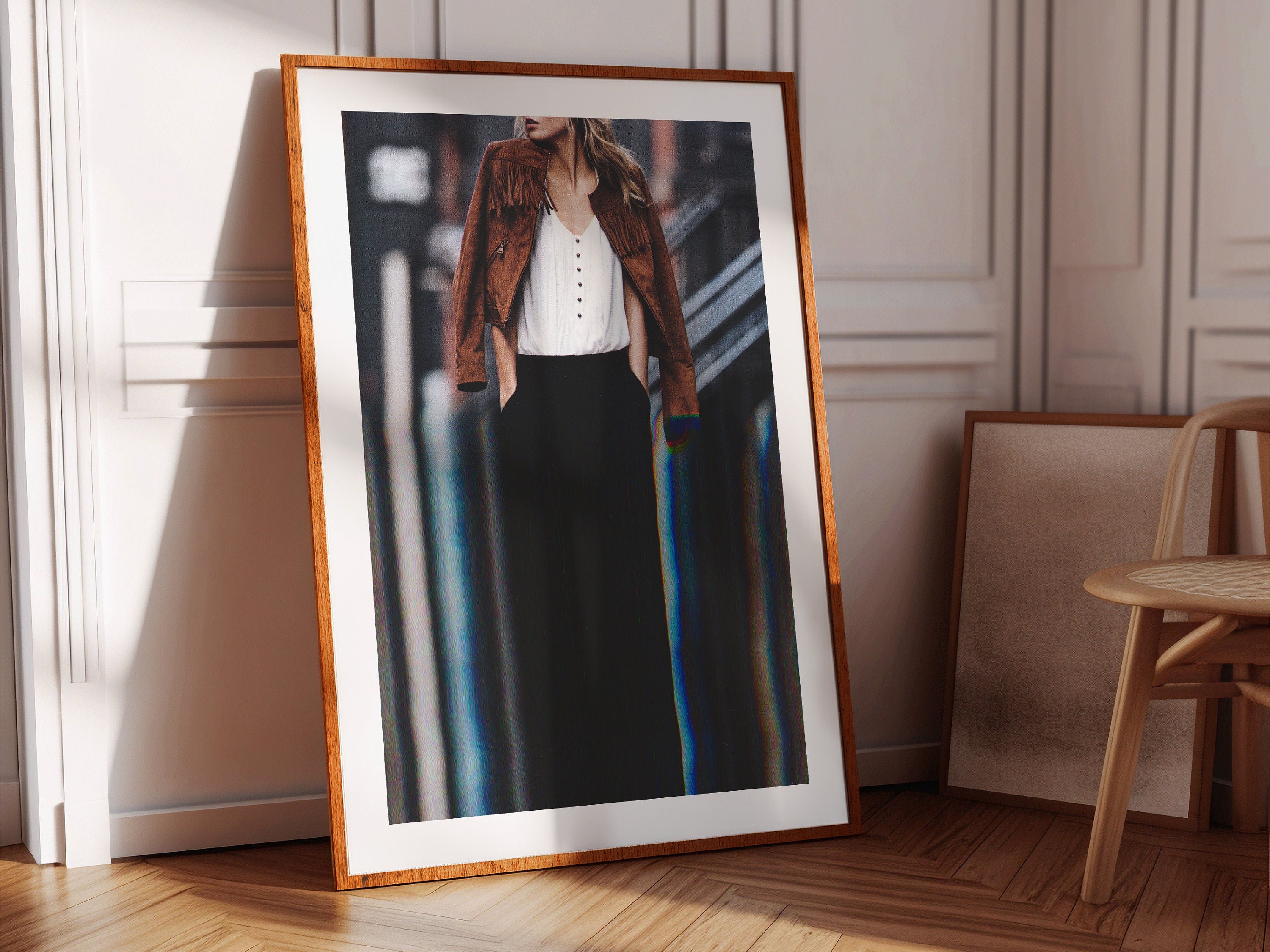 Chic Modern Fashion Portrait Wall Art - Stylish Feminine Decor for Living Room, Office, or Bedroom | Untitled (51) Giclée Print