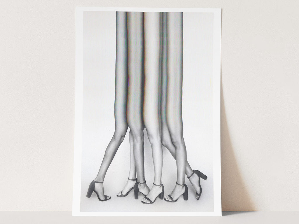 Surreal Black and White Altered Legs Art Print - Unique Feminine Glitch Decor for Home or Office | Untitled (54) Giclée Print