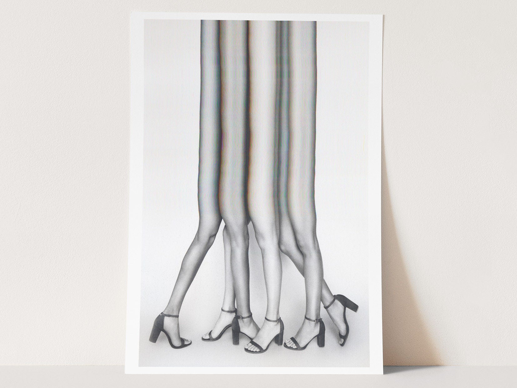 Surreal Black and White Altered Legs Art Print - Unique Feminine Glitch Decor for Home or Office | Untitled (54) Giclée Print