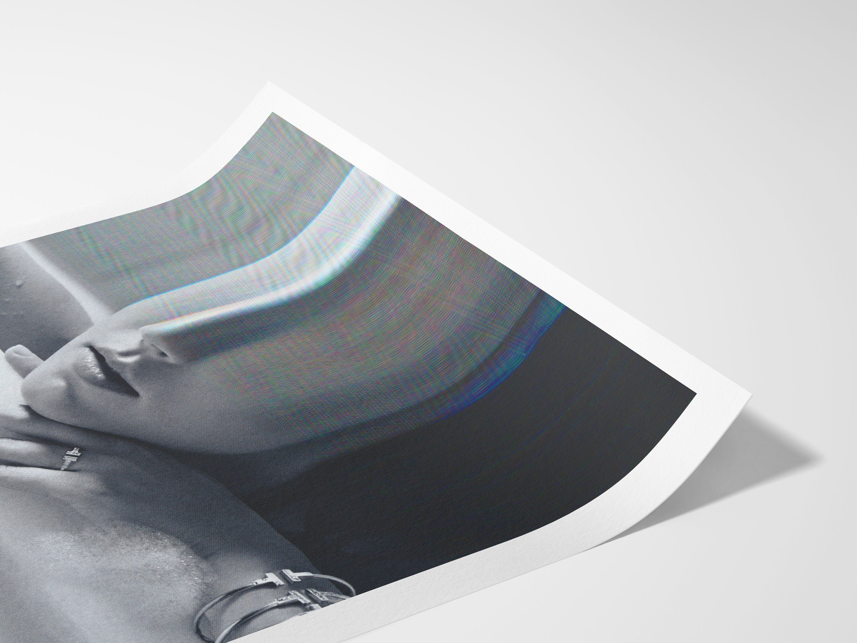 Surreal Black and White Altered Portrait Art Print - Elegant Minimalist Home Decor for Living Room, Office | Untitled (61) Giclée Print