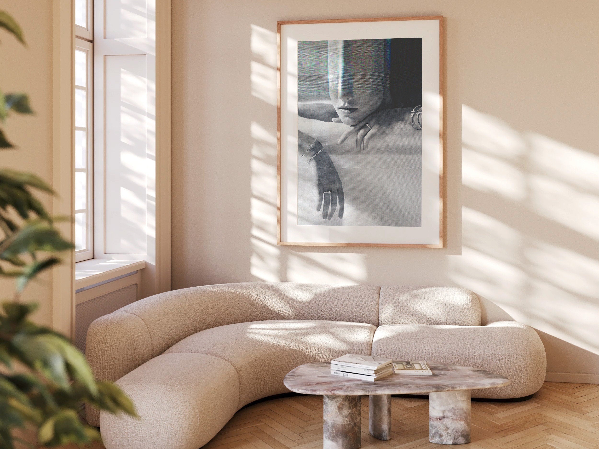 Surreal Black and White Altered Portrait Art Print - Elegant Minimalist Home Decor for Living Room, Office | Untitled (61) Giclée Print